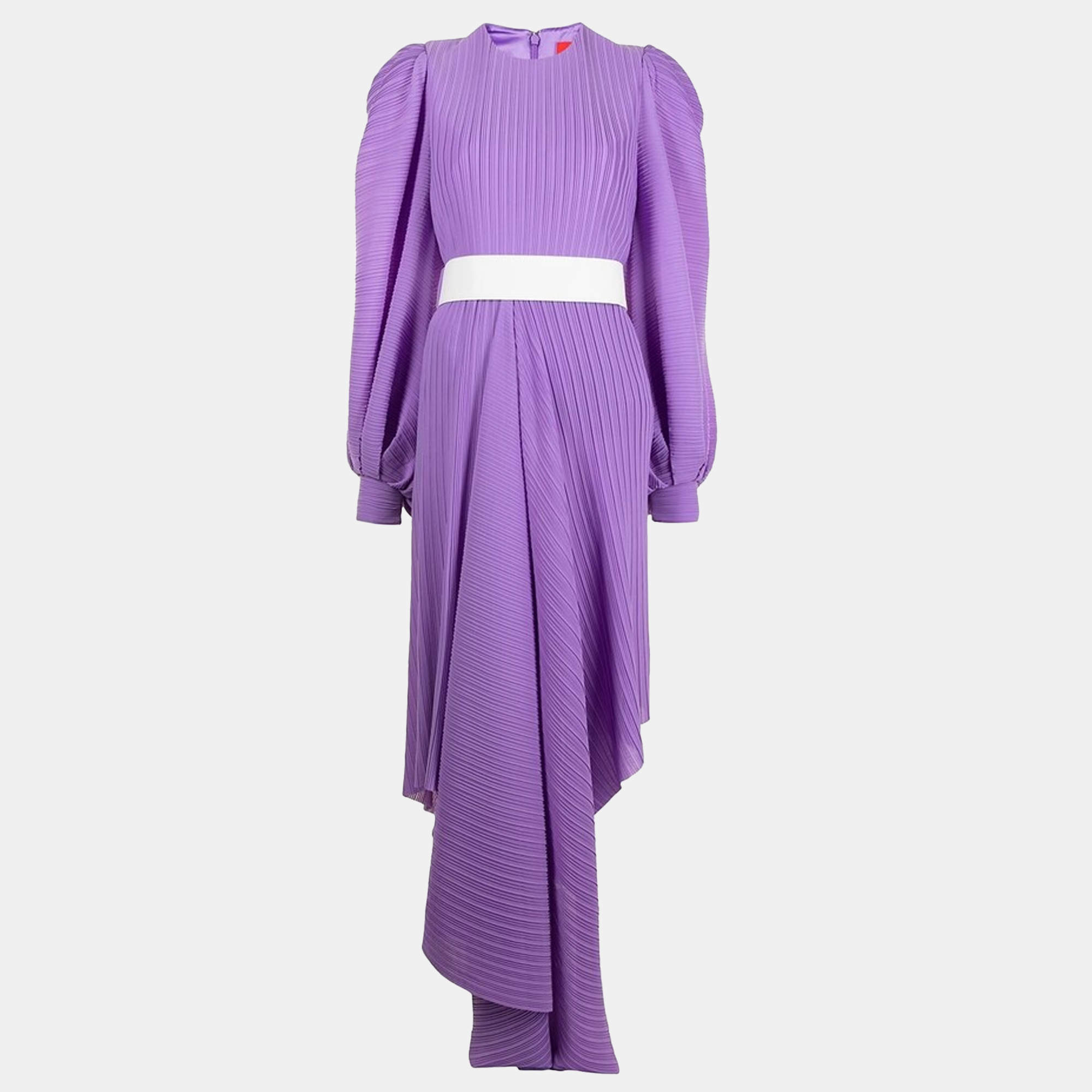 Solace London Dark Lilac Purple Belted Asymmetric Tilde Maxi Dress S