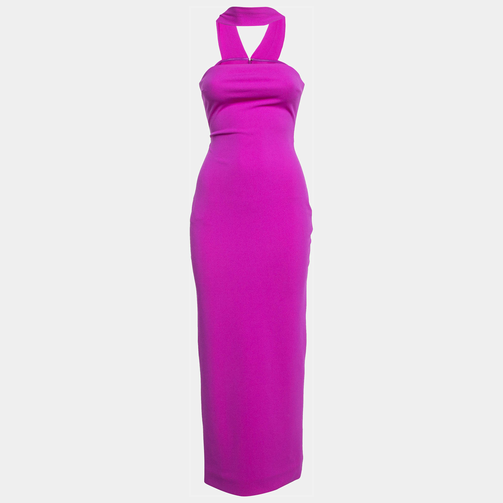 Solace London Pink Crepe Maxi Dress S