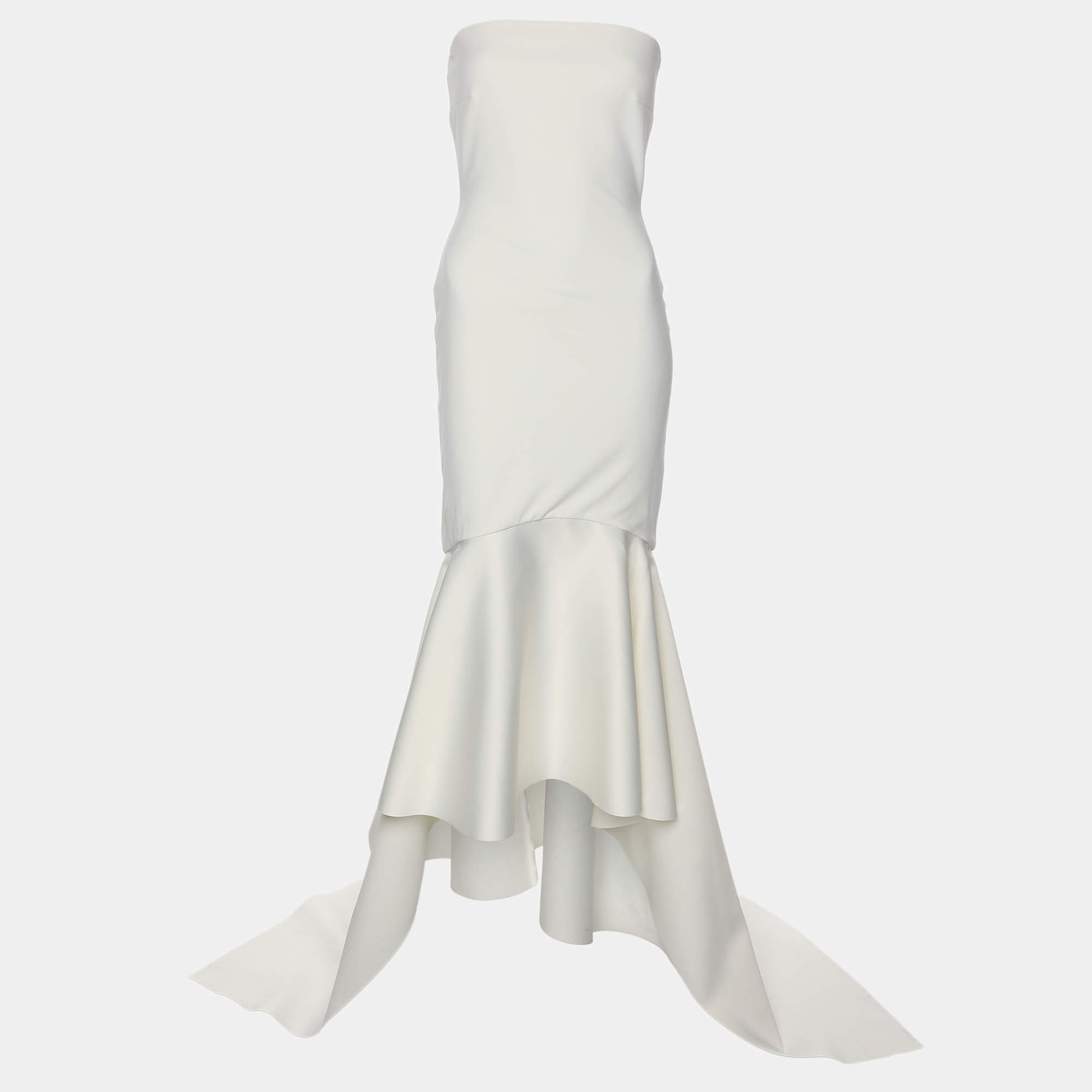 Pre Owned Solace London Cream Satin Blend Kerama Long Dress S