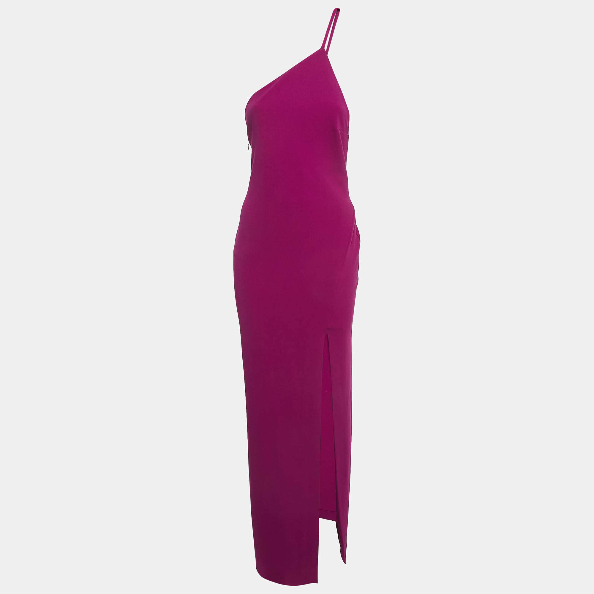 Pre Owned Solace London Purple Crepe One-Shoulder Maxi Dress M