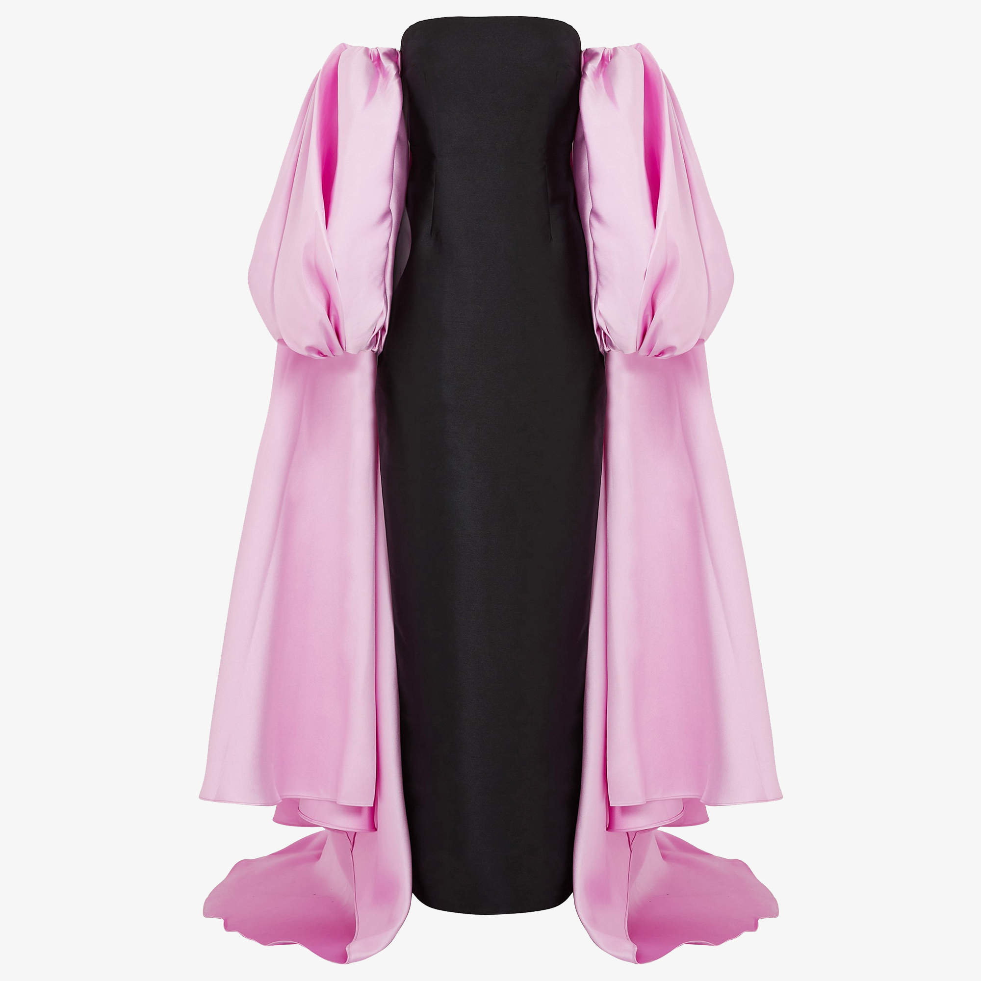 Pre Owned Solace London Black/Pink Satin Lea Maxi Dress and Cape Set S