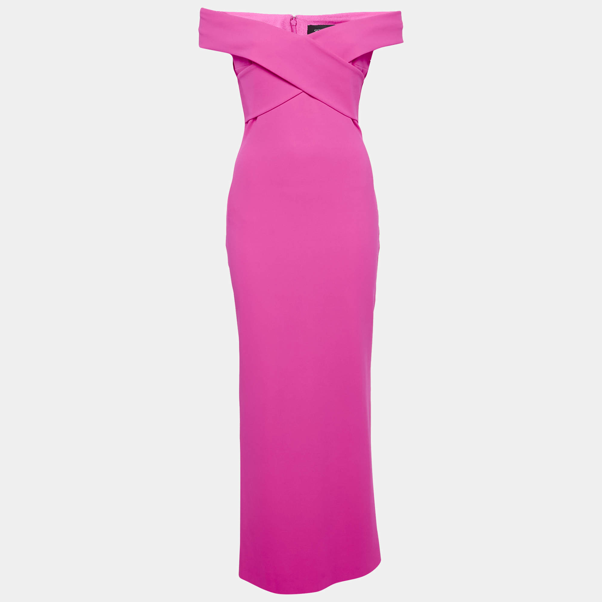 Solace London Pink Crepe Strapless Long Dress M