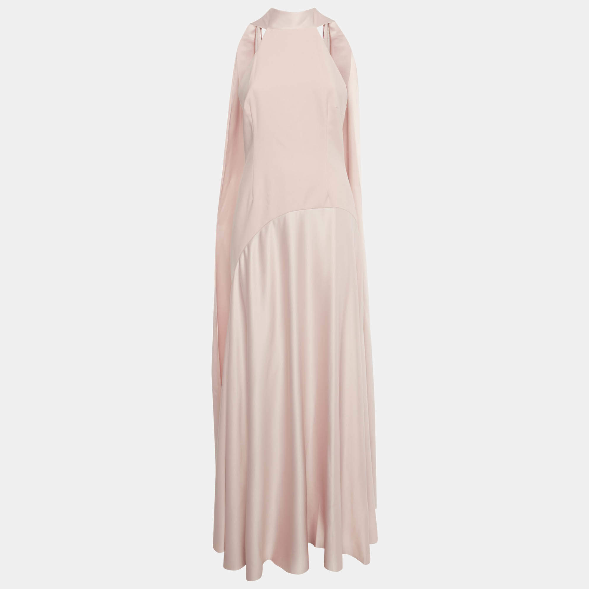 Pre Owned Solace London Pink Crepe Scarf- Neck Detail Cece Maxi Dress M
