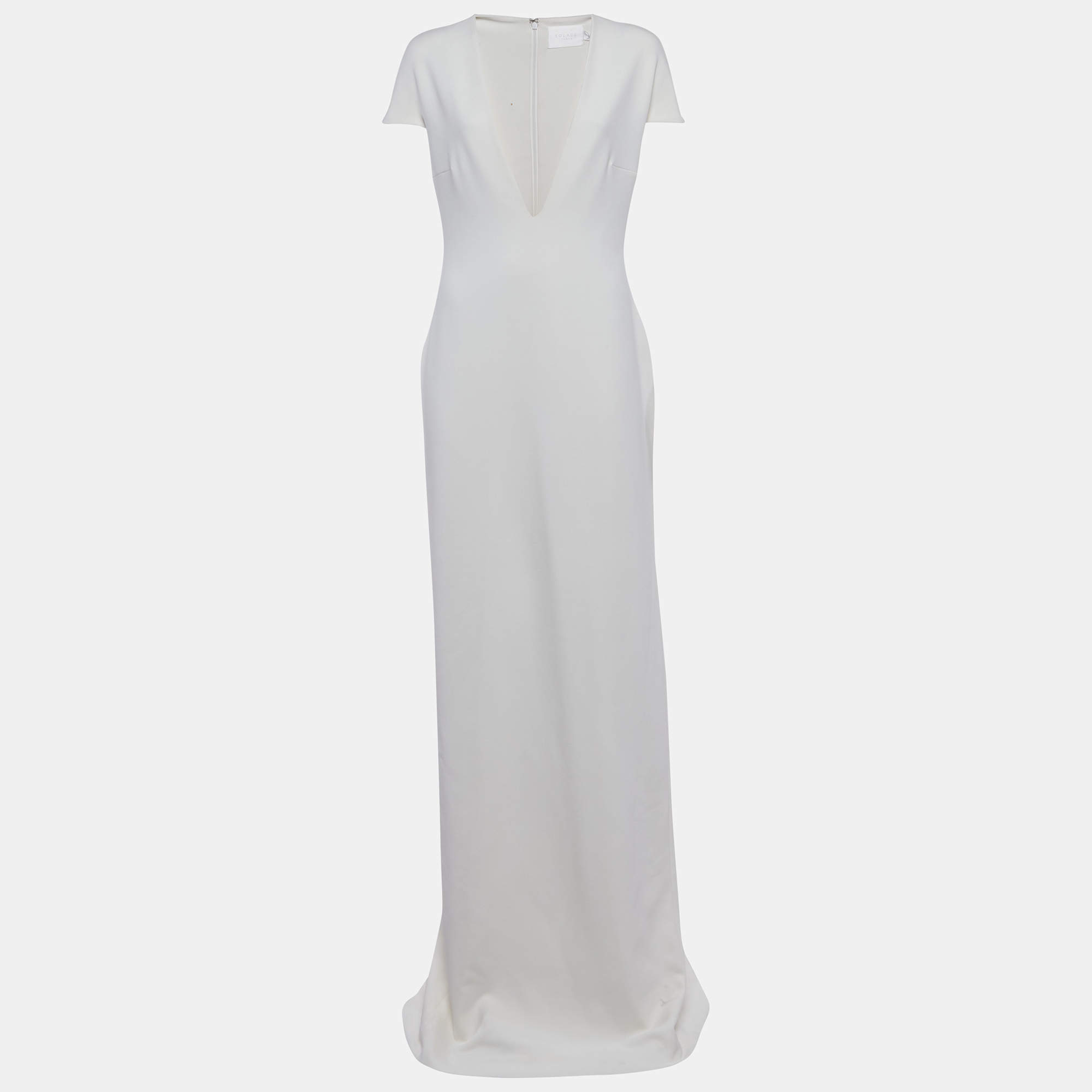 مملوكة مسبقًا Solace London Cream Stretch Crepe Mason Maxi Dress L