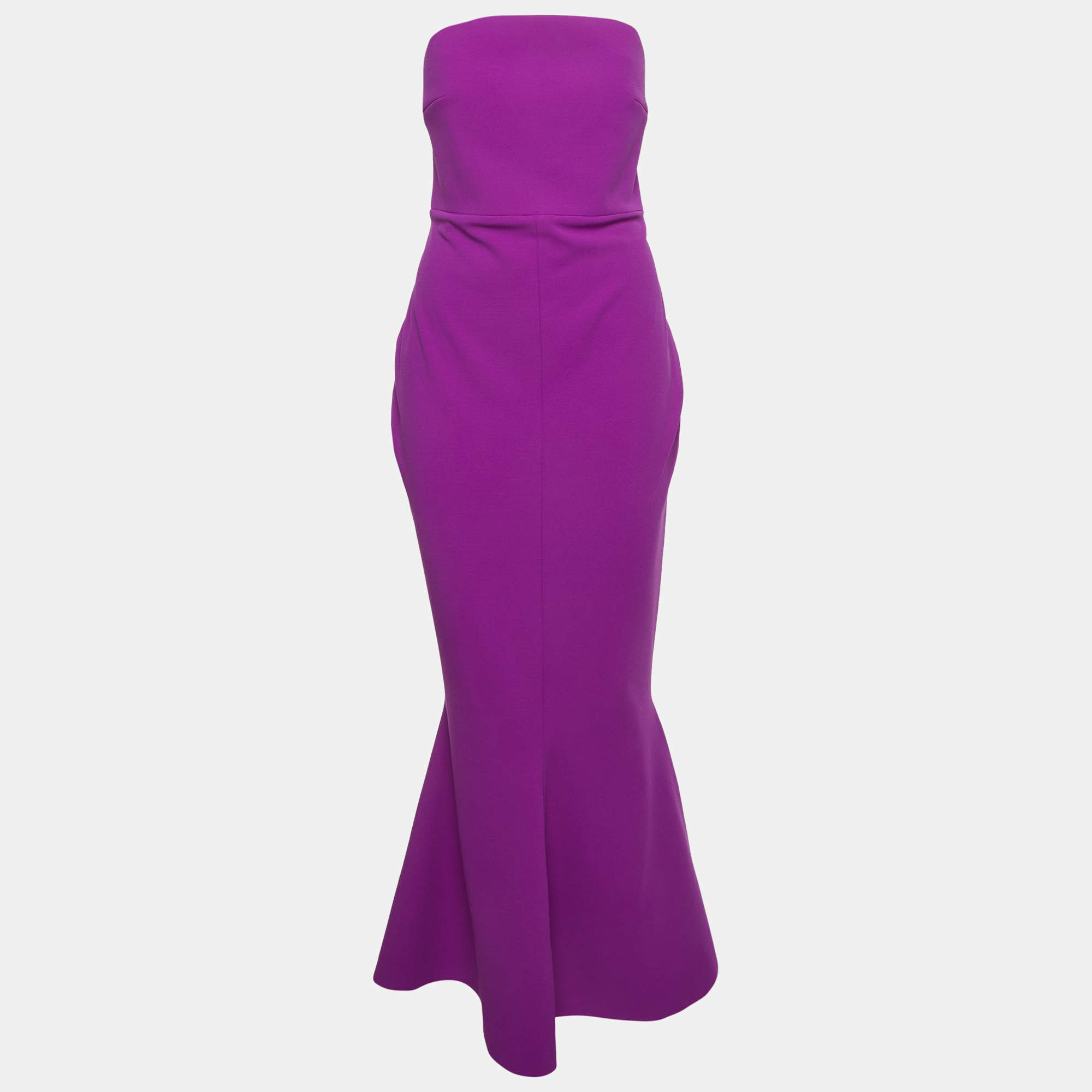 Pre Owned Solace London Purple Crepe Strapless Maxi Dress L