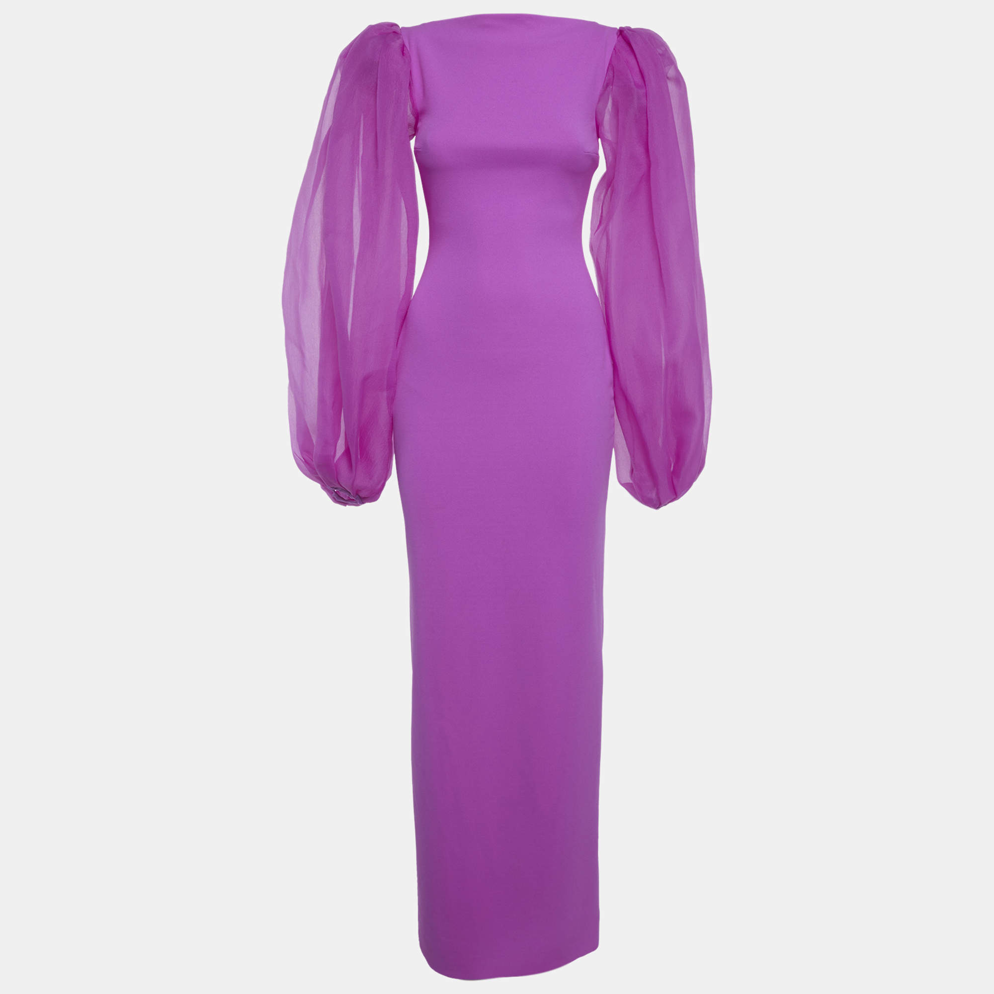 Pre Owned Solace London Purple Crepe & Organza Karla Maxi Dress S