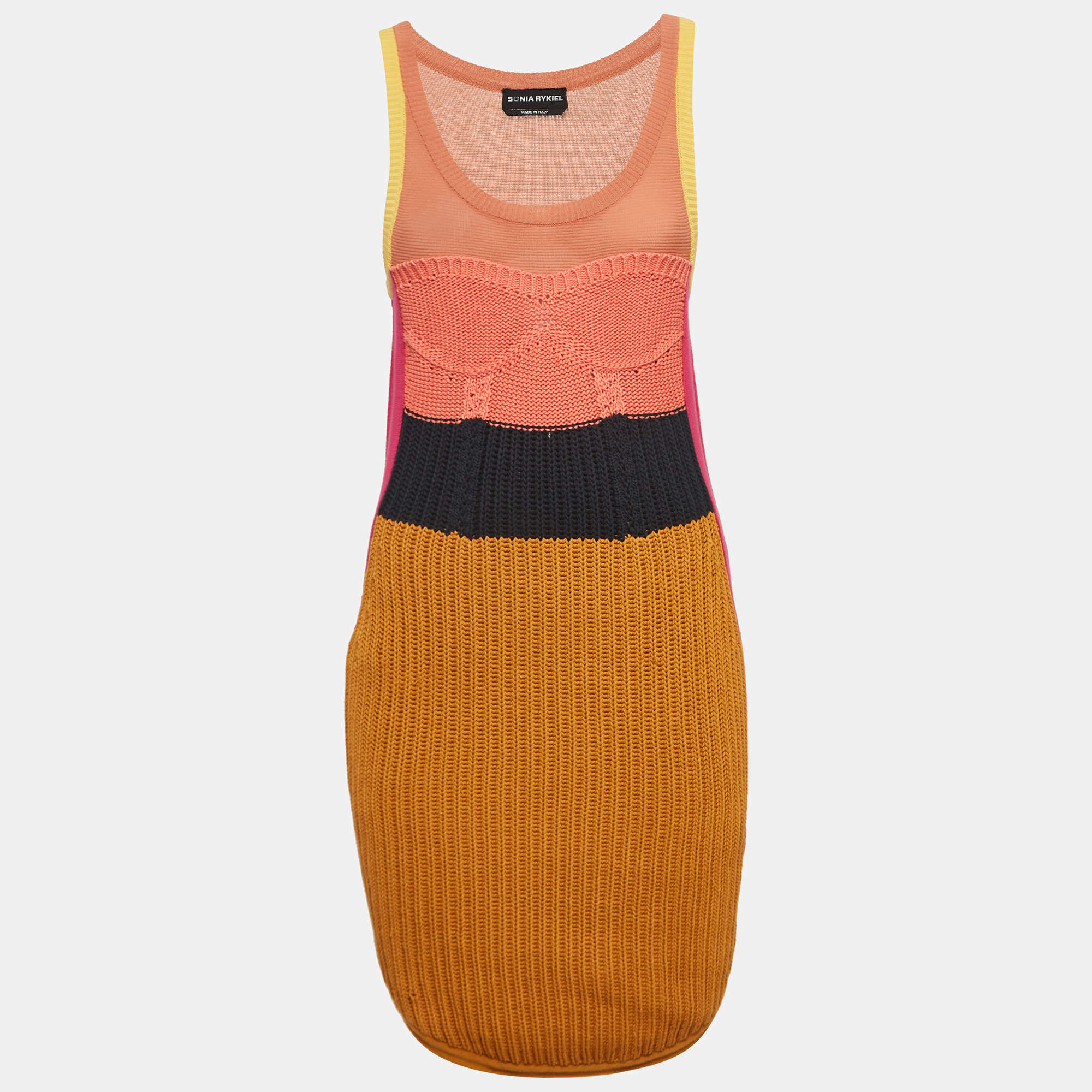 Sonia Rykiel Multicolor Rib Knit Sleeveless Mini Dress XS
