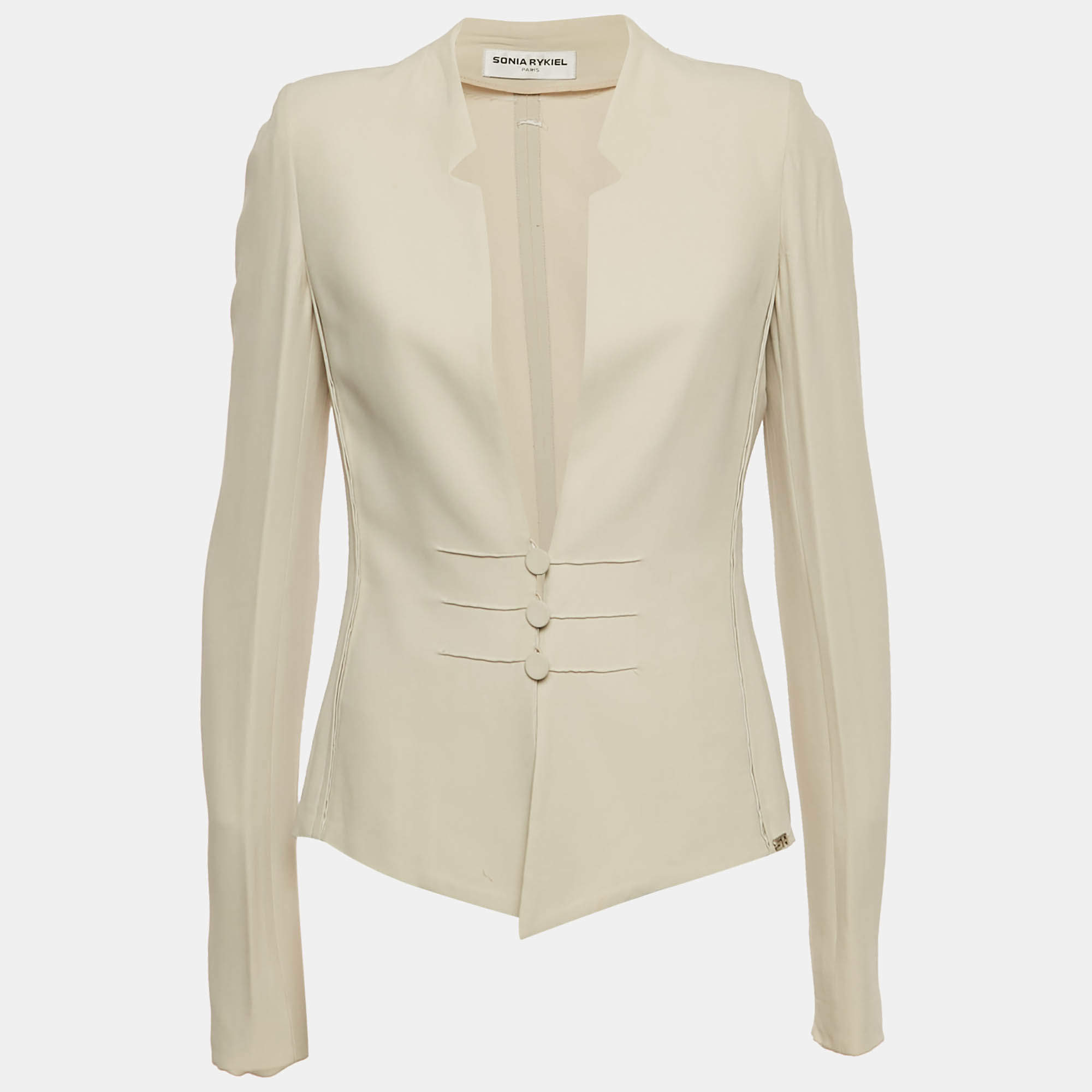 Pre Owned Sonia Rykiel Cream Crepe Sailor Button Jacket L