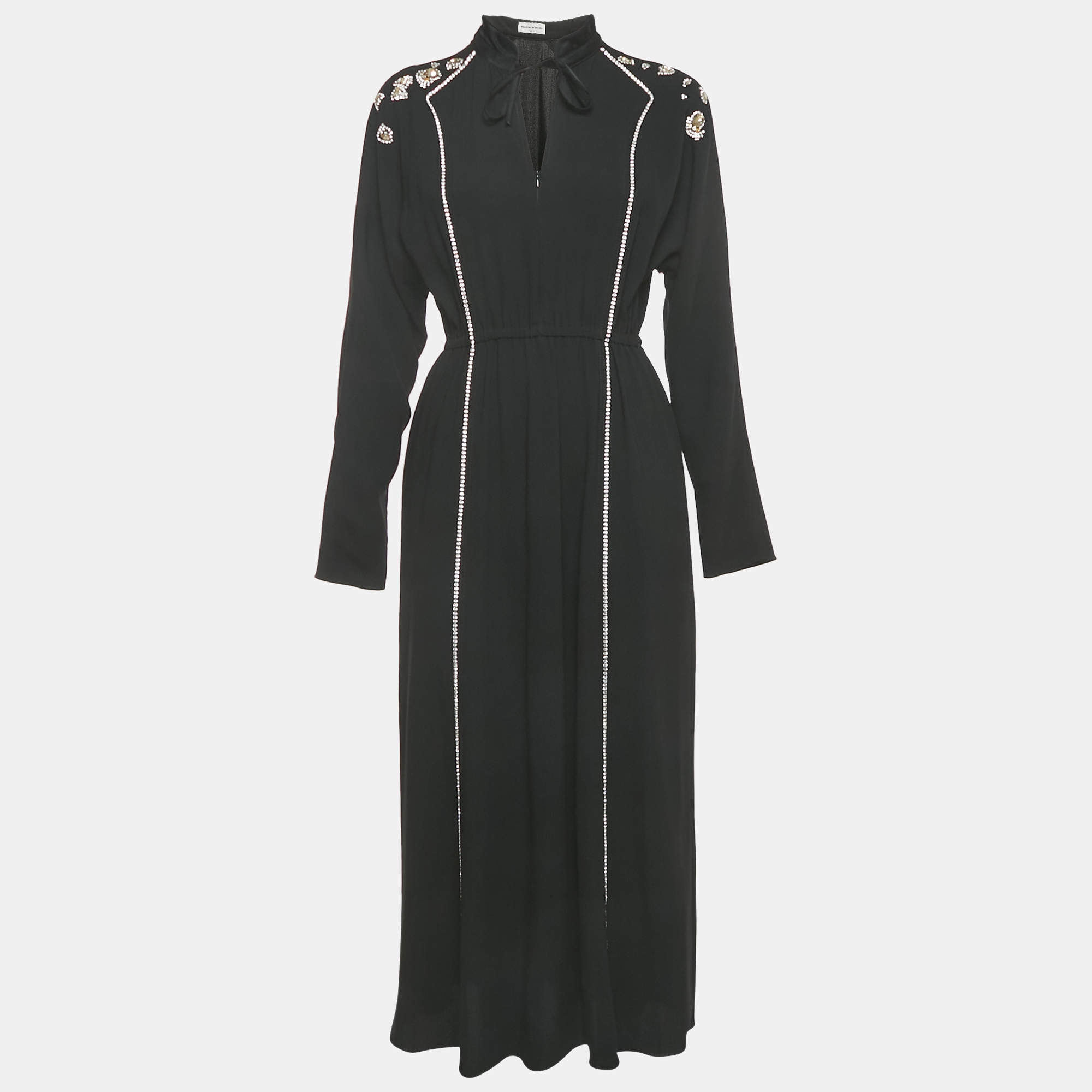 Pre Owned Sonia Rykiel Black Crystal Embellished Crepe Maxi Dress M