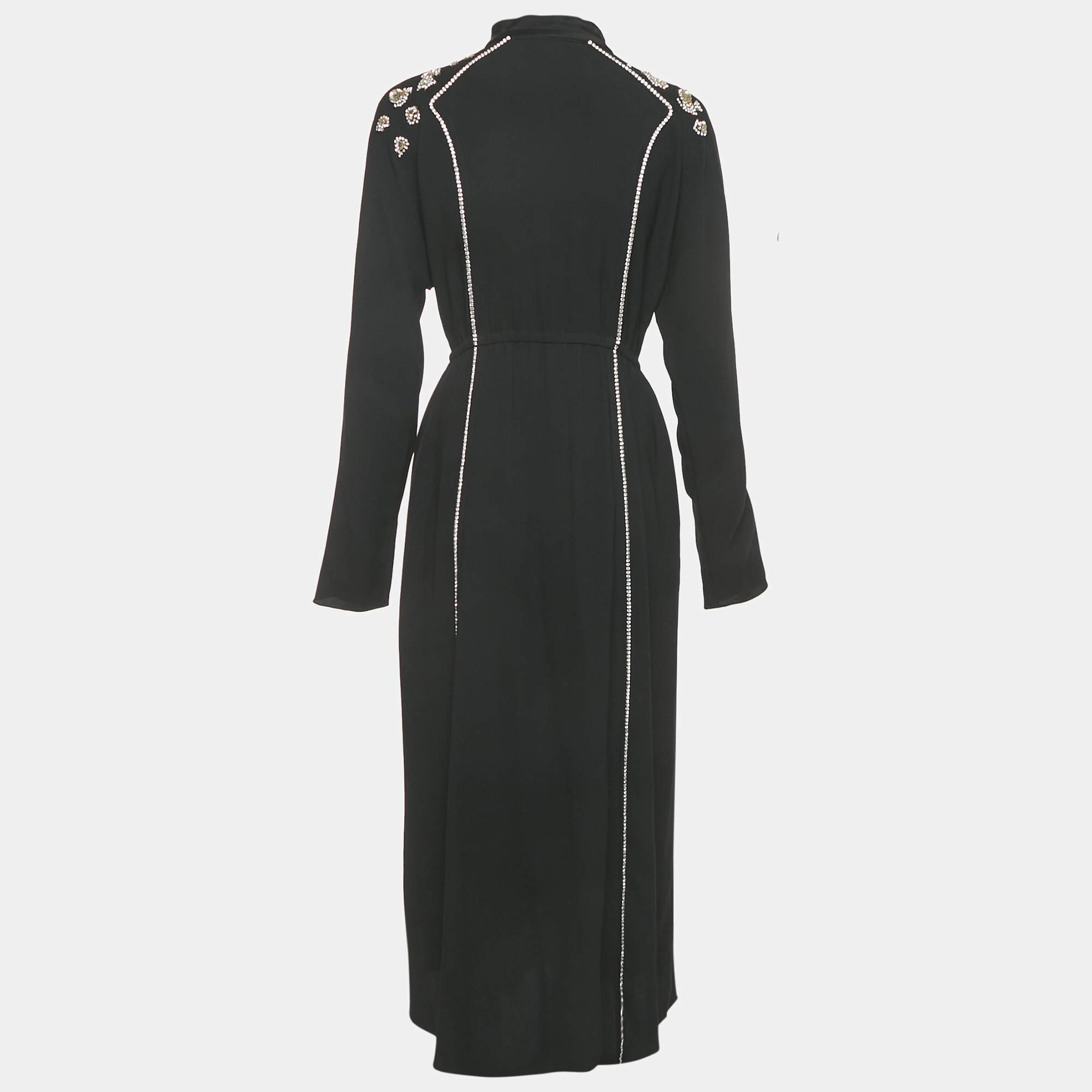 Alexander McQueen Black Wool Metallic Crochet Lace Insert