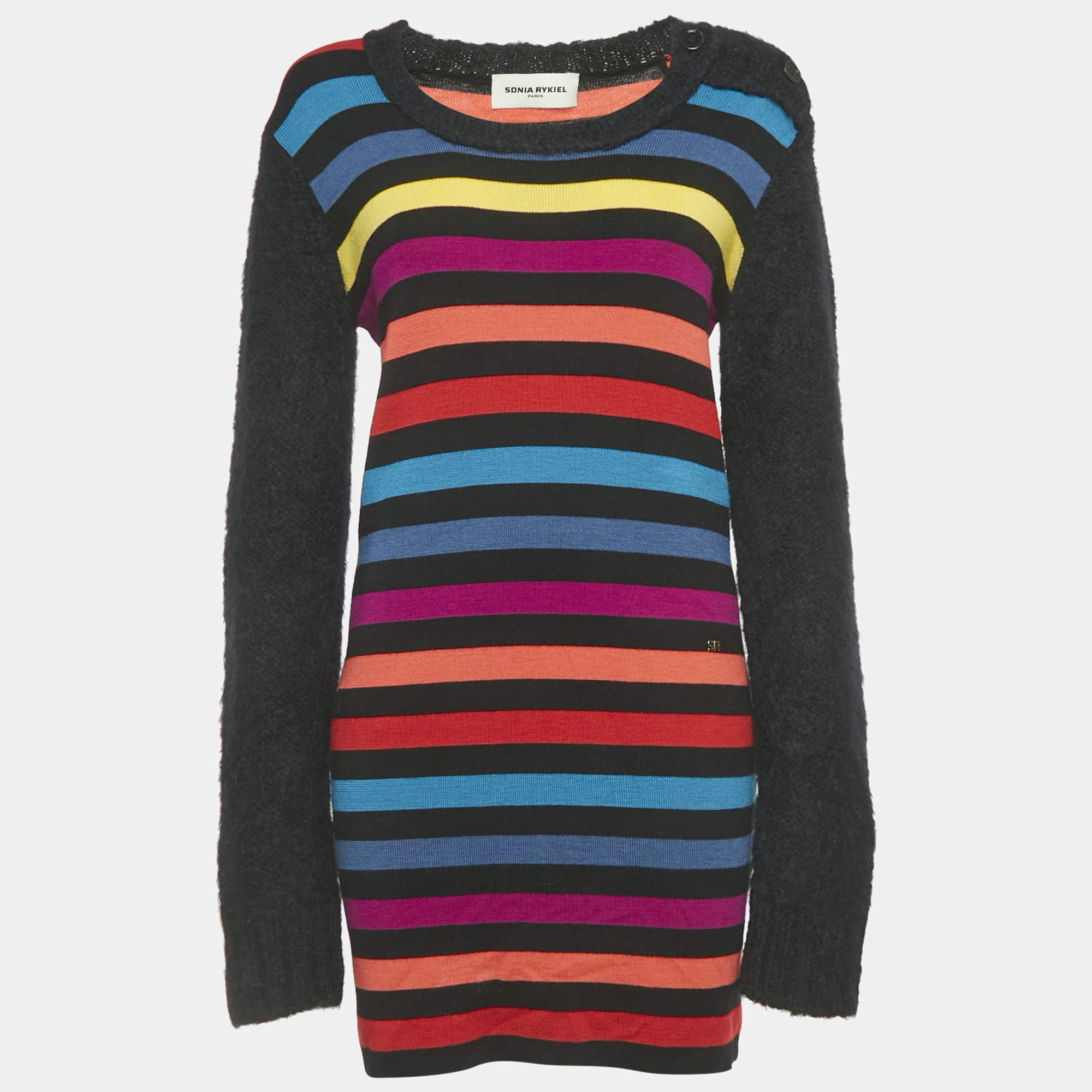 Pre Owned Sonia Rykiel Multicolor Stripe Wool Long Sleeve Sweater XL