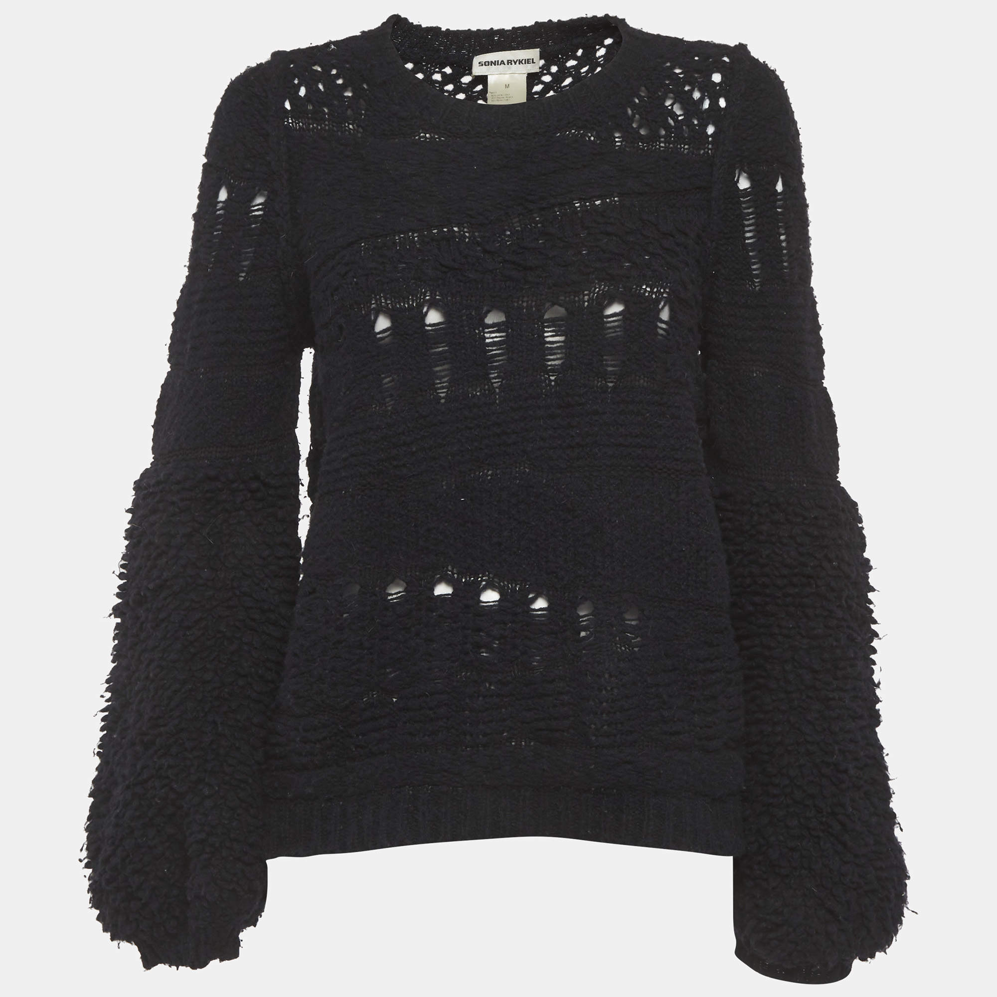 Pre Owned Sonia Rykiel Black Open Knit Sweatshirt M