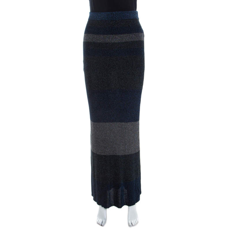 Sonia Rykiel Multicolor Metallic Striped Maxi Skirt S