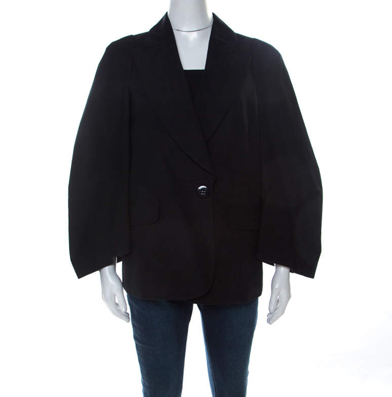 Pre Owned Sonia Rykiel Black Cotton Wide-Bell Sleeve Blazer L