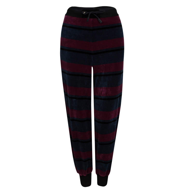 Sonia Rykiel Multicolor Striped Velvet Jogger Pants XL
