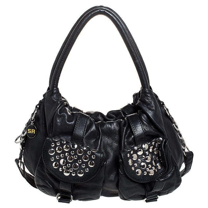 Sonia Rykiel Black Leather Studded Shoulder Bag Sonia Rykiel TLC