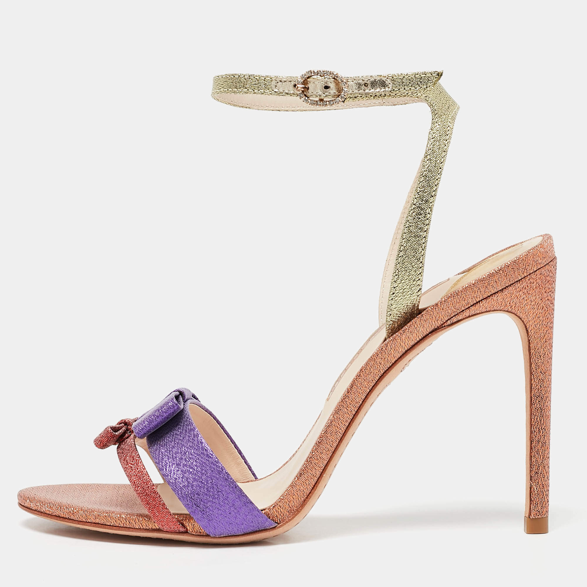Sophia Webster Multicolor Lurex Fabric Andie Bow Sandals Size 38