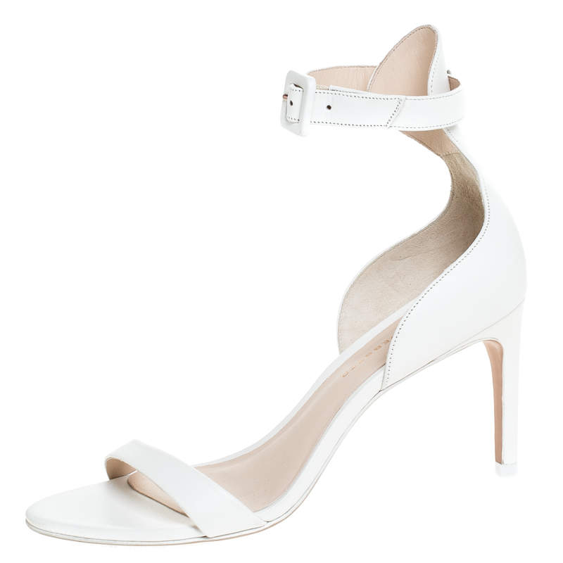 Sophia Webster White Leather Ankle Straps Sandals Size 36.5
