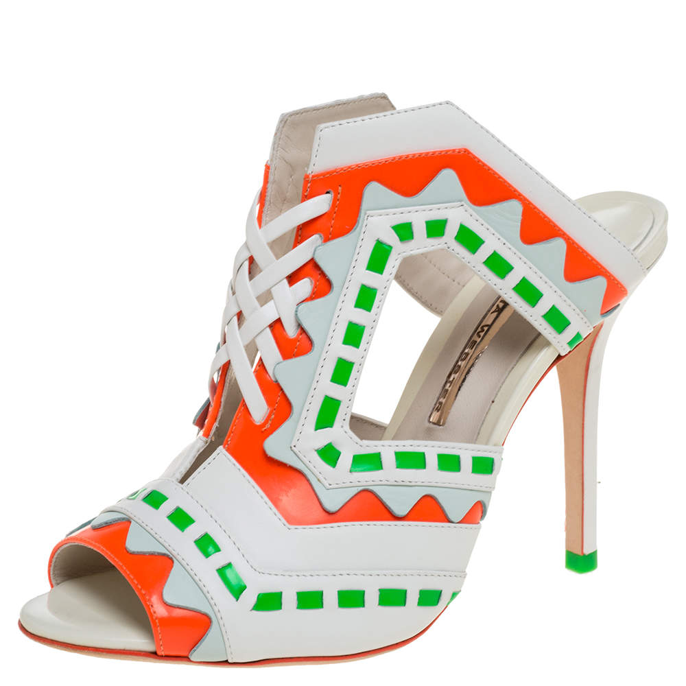 Sophia Webster Multicolor Leather Riko Cut Out Slide Sandals Size 39