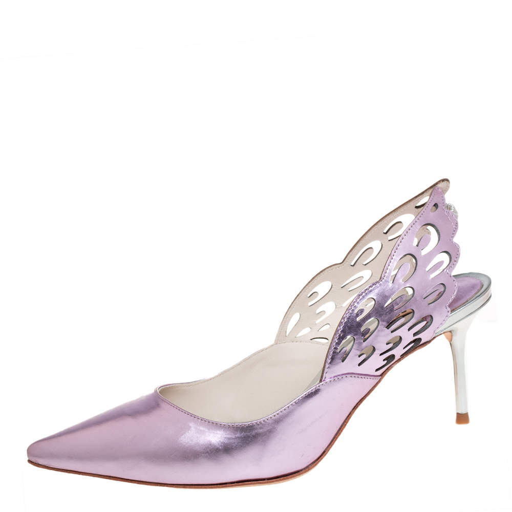 Pre Owned Sophia Webster Metallic Pink Leather Angelo Slingback Pumps Size 38