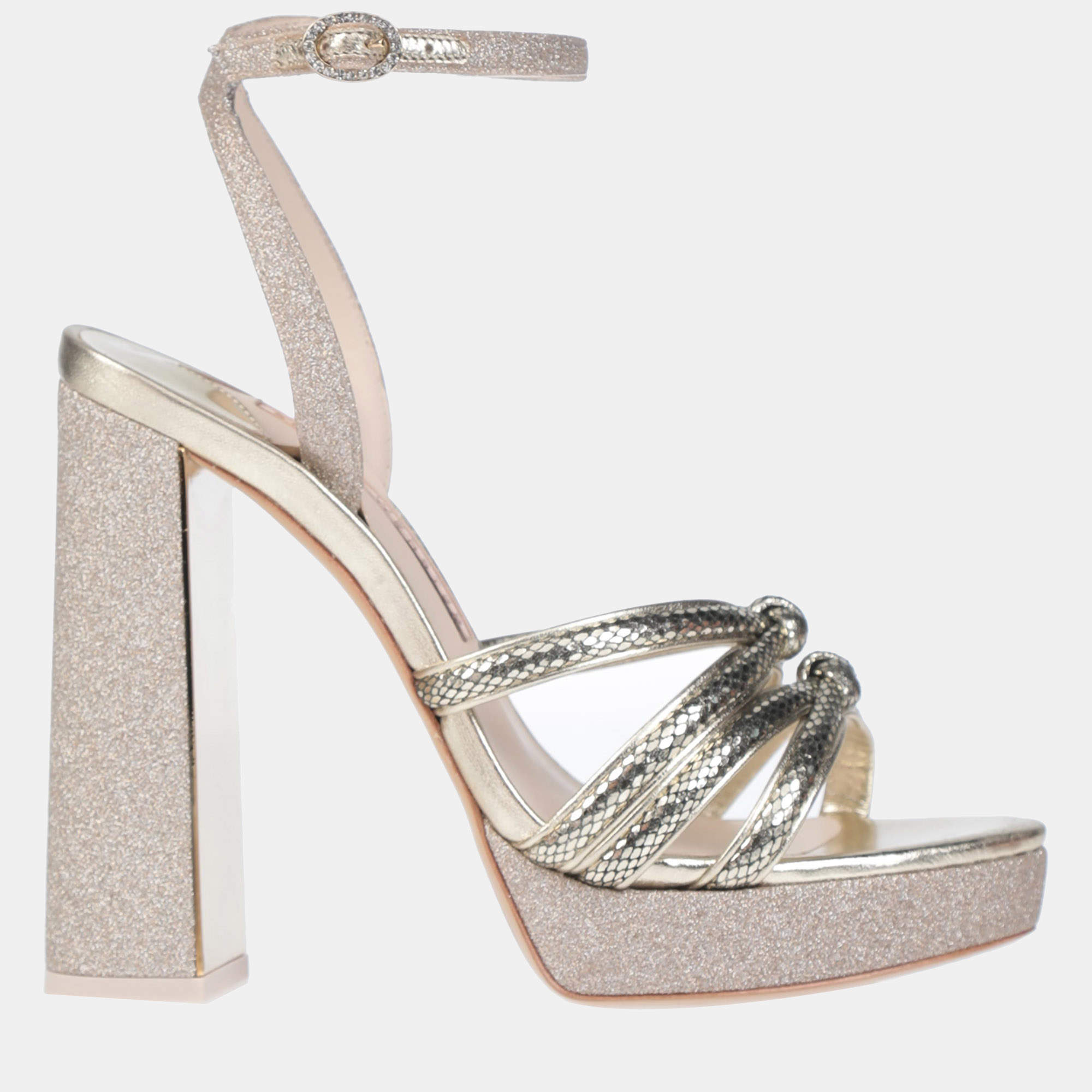 Pre Owned Sophia Webster Metallic Glitter and Suede Sandals 40