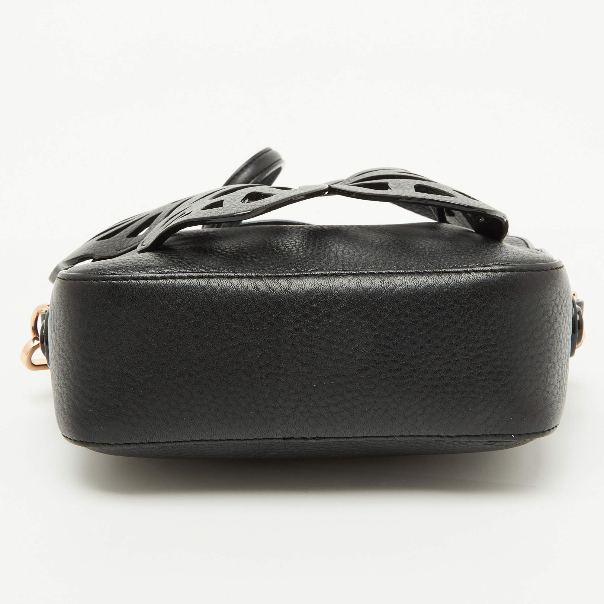 Pre Owned Sophia Webster Black Leather Flossy Butterfly Camera Crossbody Bag