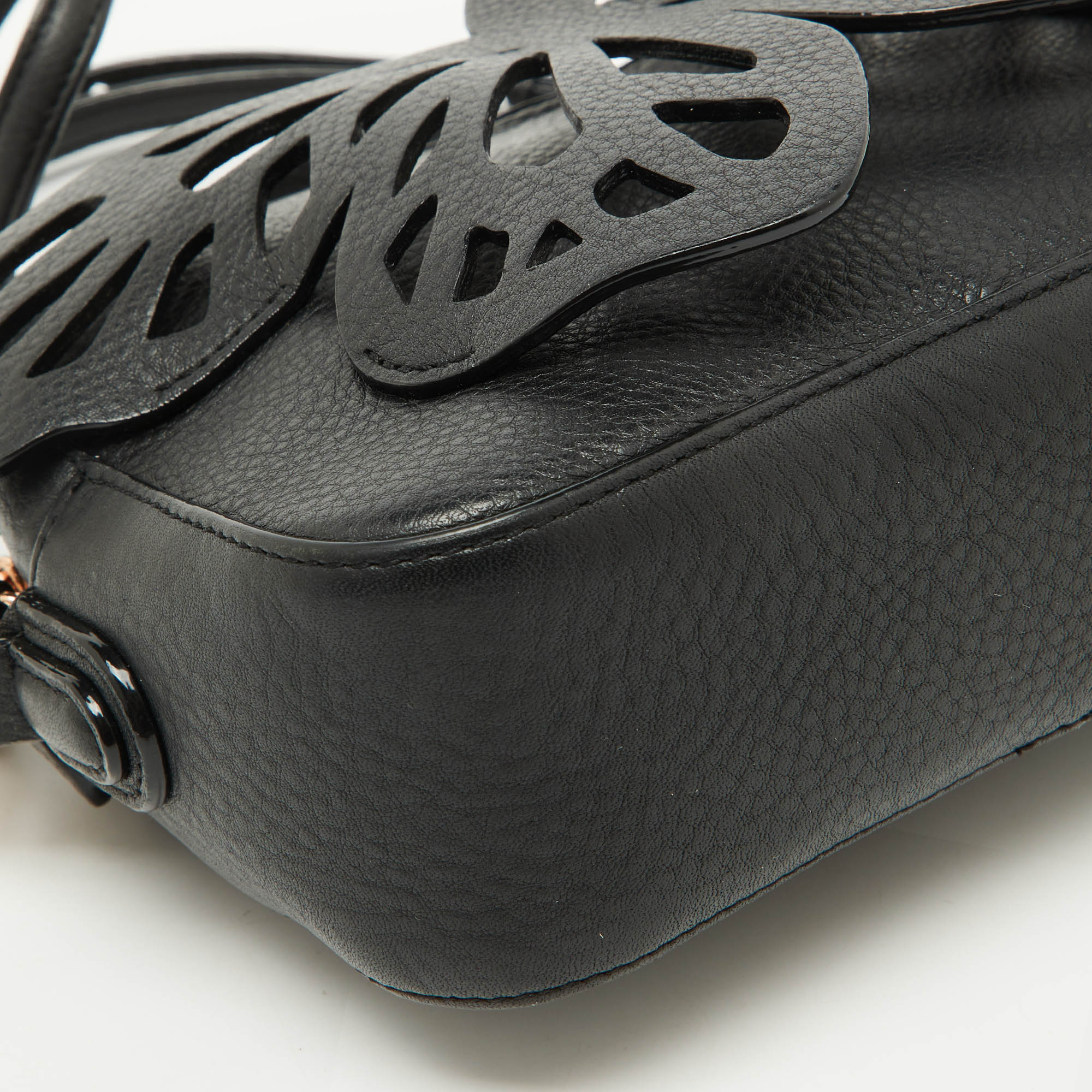Pre Owned Sophia Webster Black Leather Flossy Butterfly Camera Crossbody Bag