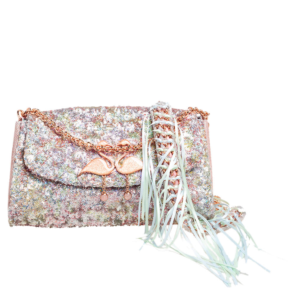 Sophia Webster Multicolor Sequin Flap Shoulder Bag