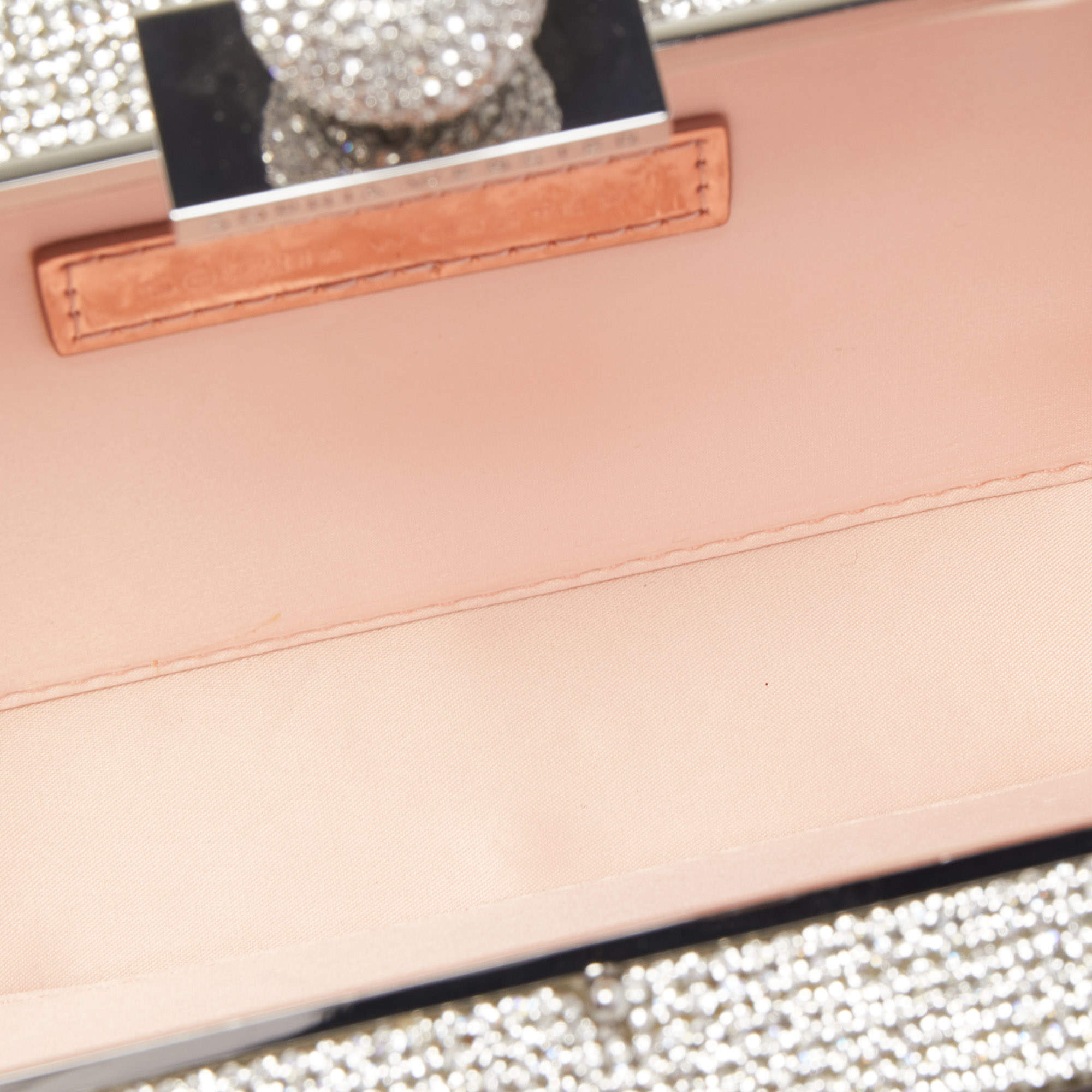 Pre Owned Sophia Webster Silver Crystal/Pearl Embellished Clara Box Clutch