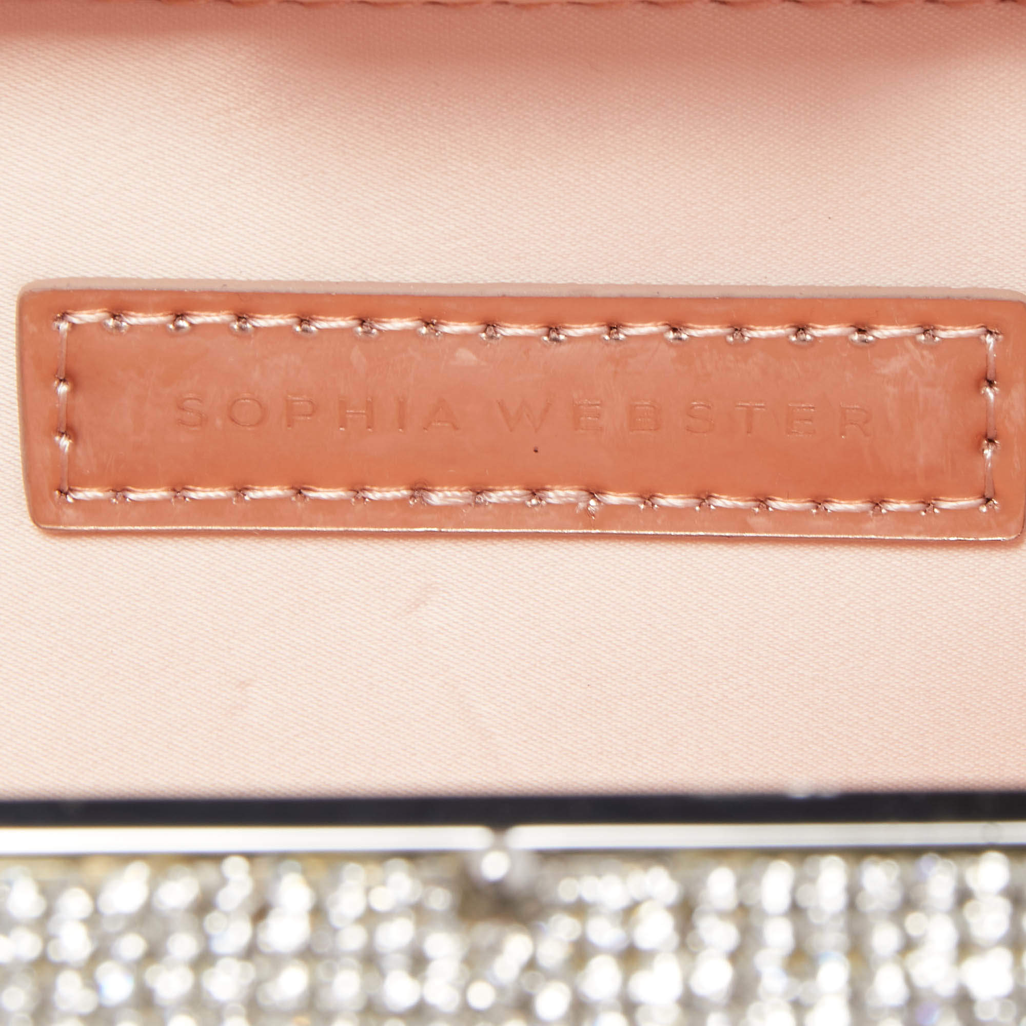 Pre Owned Sophia Webster Silver Crystal/Pearl Embellished Clara Box Clutch