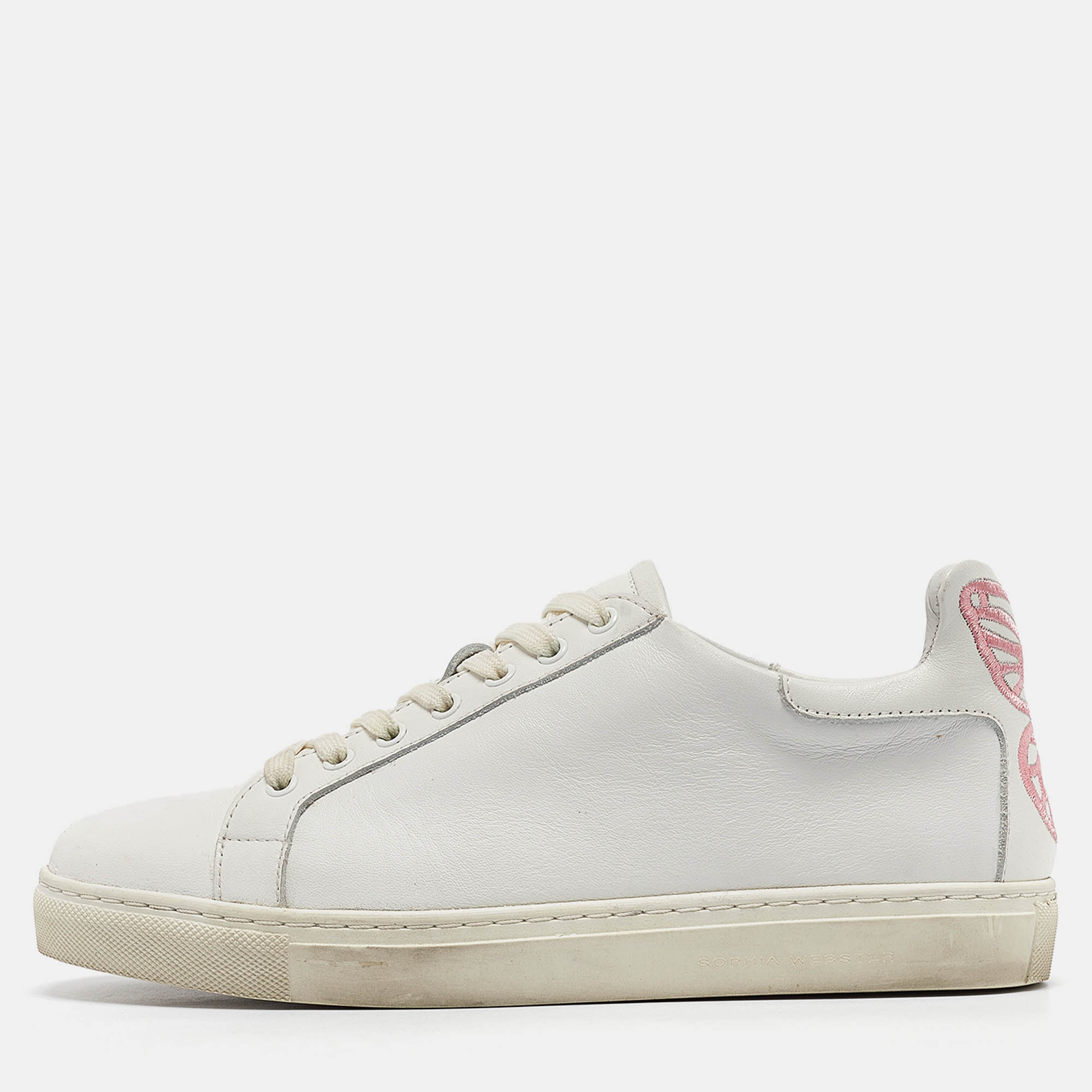 Sophia Webster White Leather Bibi Butterfly Sneakers Size 36.5