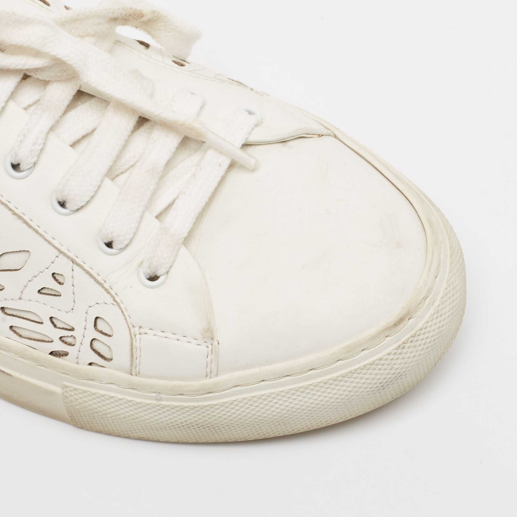 Pre Owned Sophia Webster White Leather Lace Up Sneakers Size 39