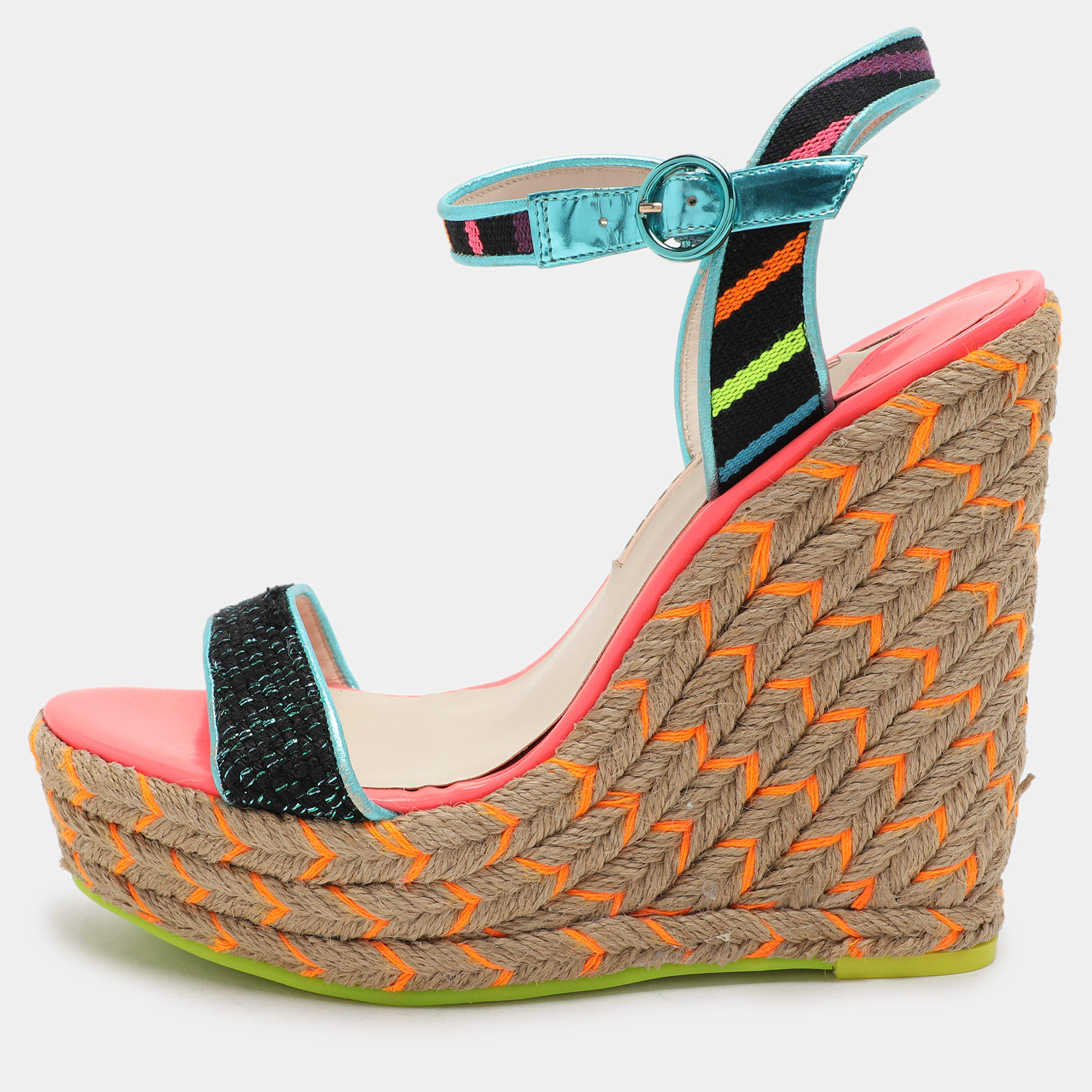 Sophia Webster Multicolor Fabric and Leather Lucita Espadrille Sandals Size 40