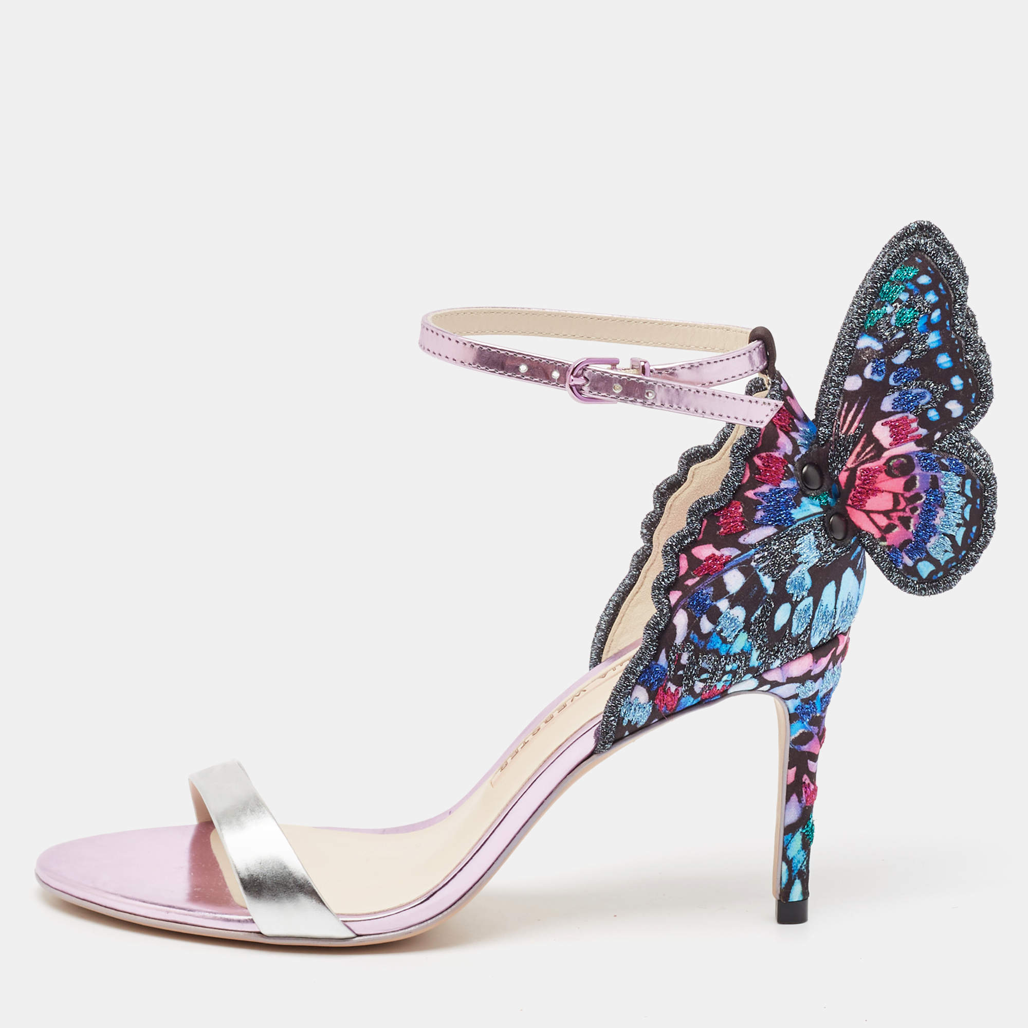 Sophia Webster Multicolor Embroidered Fabric and Leather Chiara Butterfly Sandals Size 36.5
