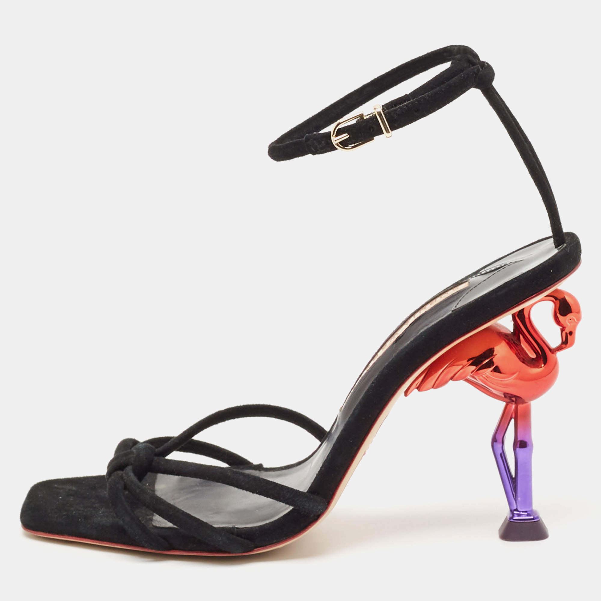 Sophia Webster Black Suede Flo Flamingo Sandals Size 37