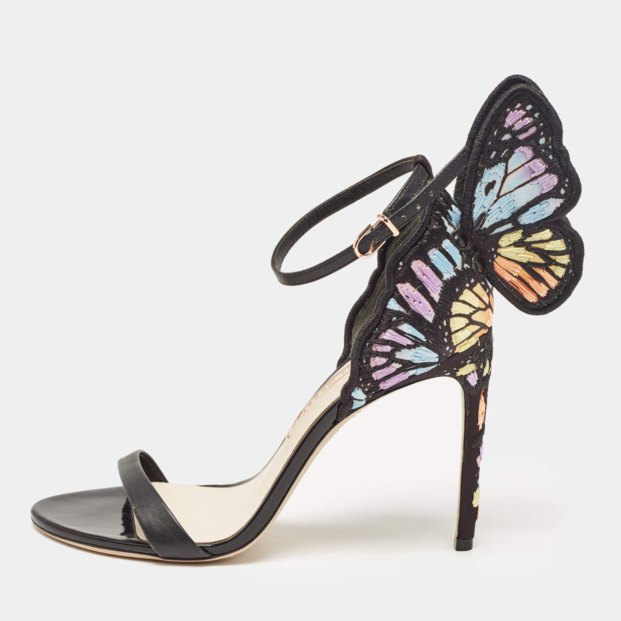Pre Owned Sophia Webster Multicolor Embroidered Leather Chiara Ankle Strap Sandals Size 40
