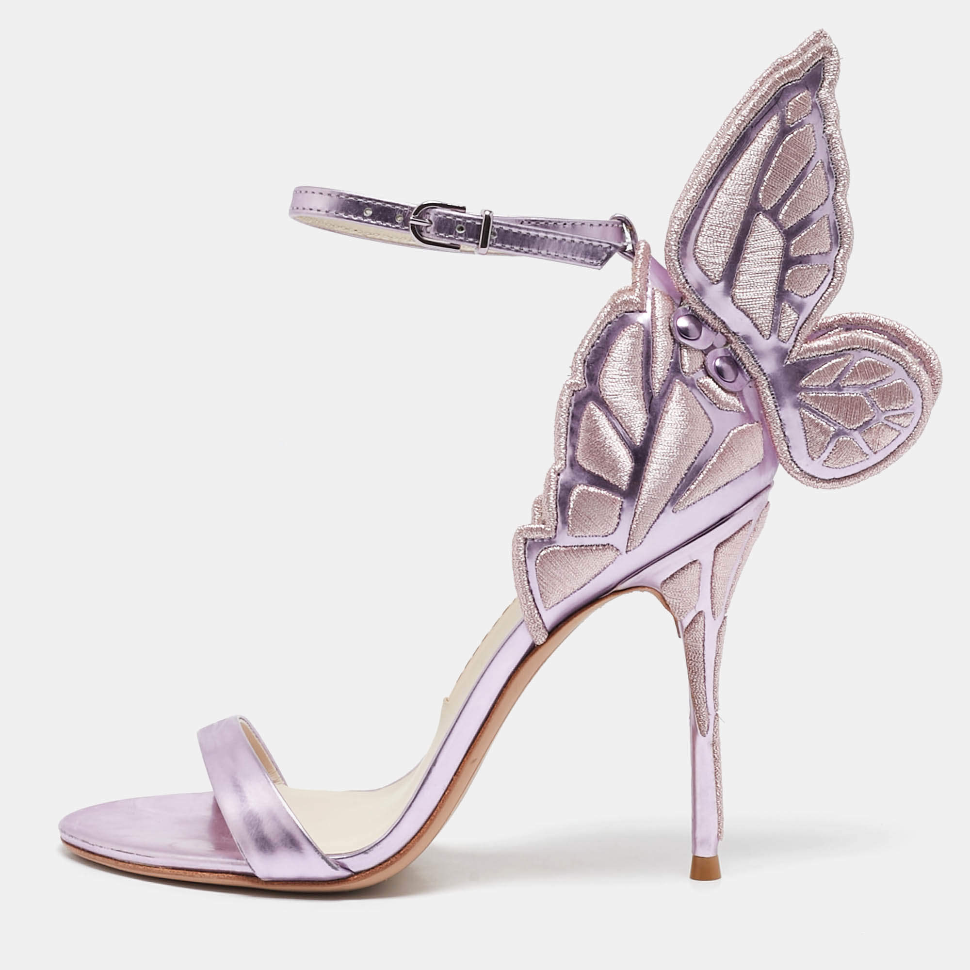 Sophia Webster Purple Patent Leather Chiara Butterfly Ankle Strap Sandals Size 35