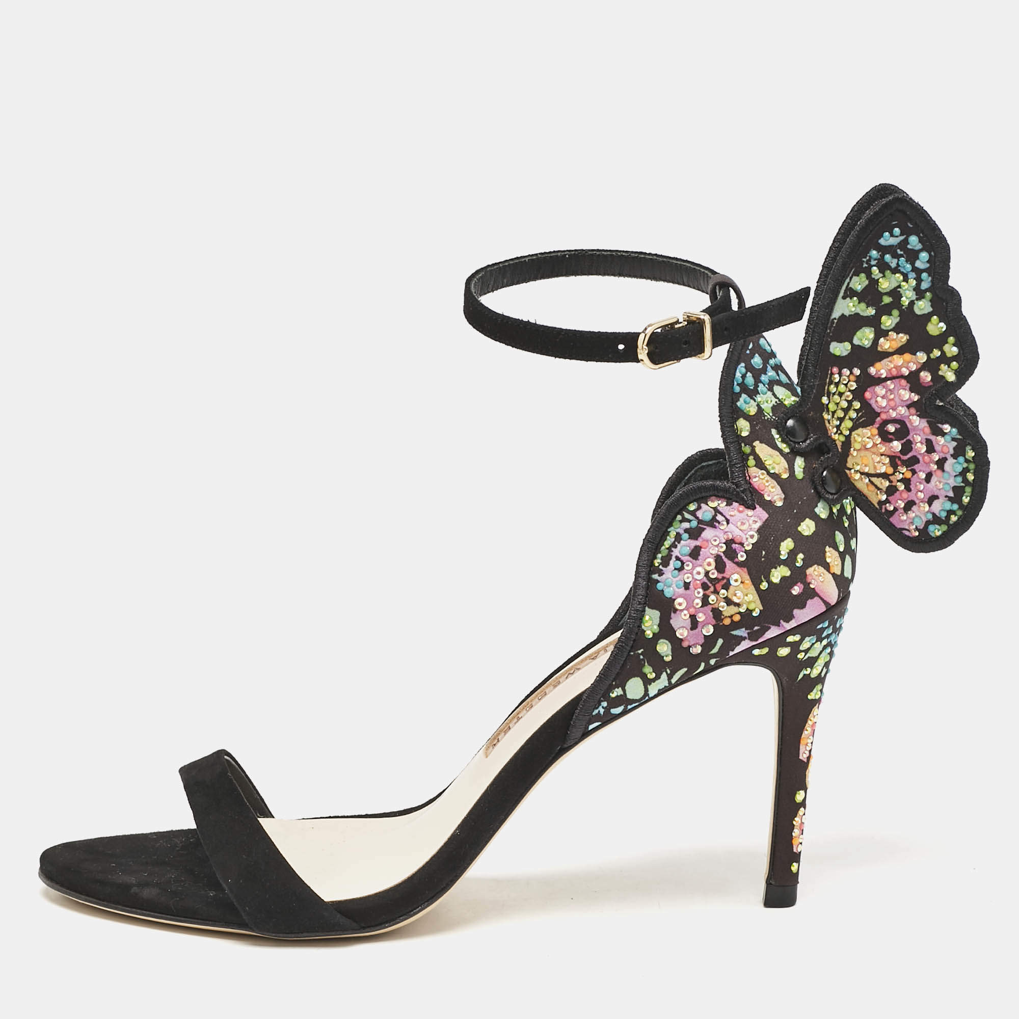 Sophia Webster Multicolor Print Fabric and Suede Embellished Chiara Sandals Size 37.5