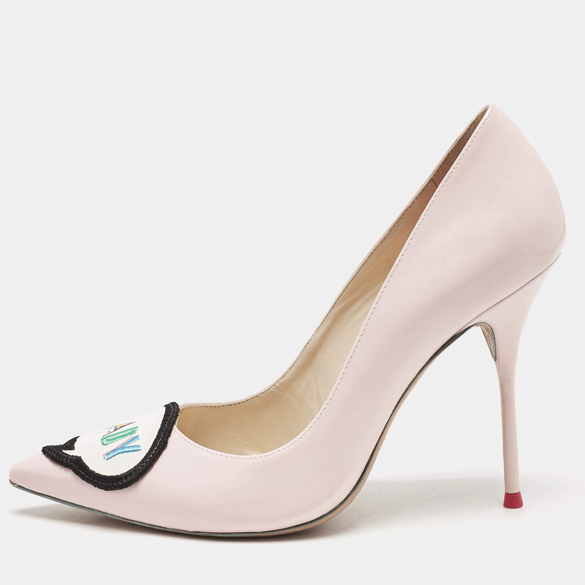Sophia Webster Pink Patent Leather Lady Boss Pointed Toe Pumps Size 38.5