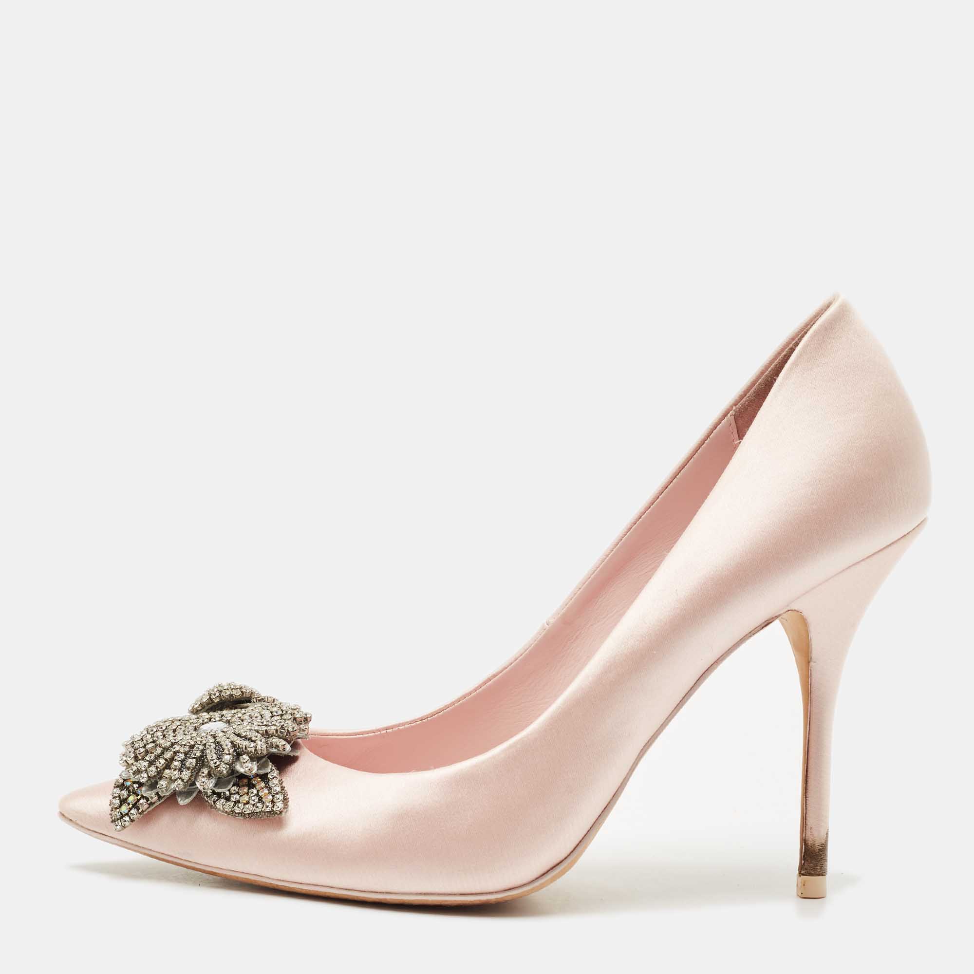 Pre Owned Sophia Webster Light Pink Satin Lilico Pumps Size 39.5