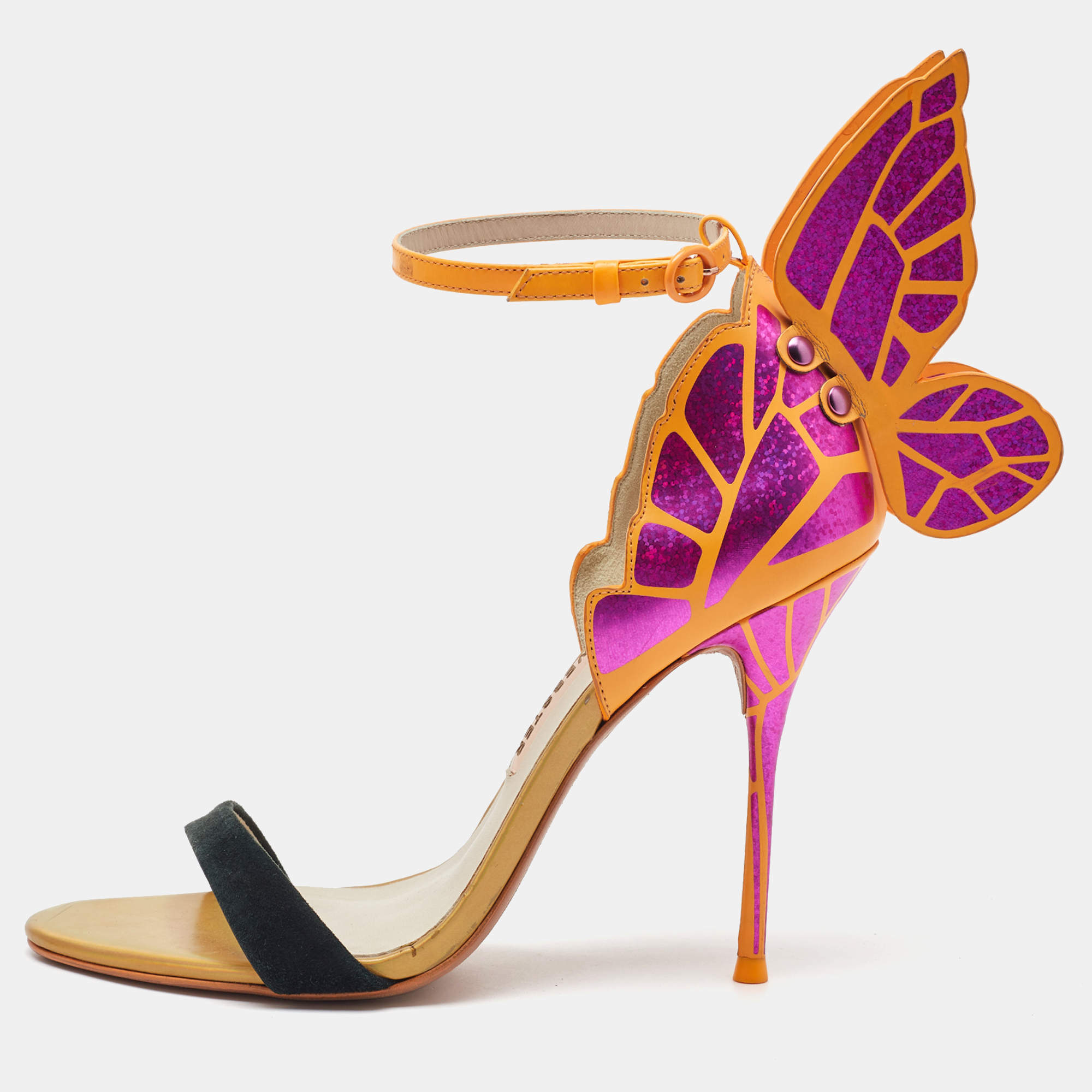 Pre Owned Sophia Webster Multicolor Leather Chiara Ankle Strap Sandals Size 37.5