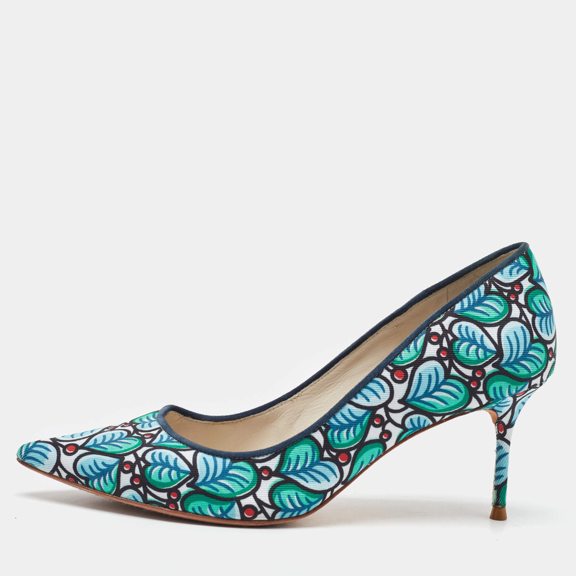 Pre Owned Sophia Webster For J.Crew Multicolour Printed Fabric Pointed Toe Pumps Size 38