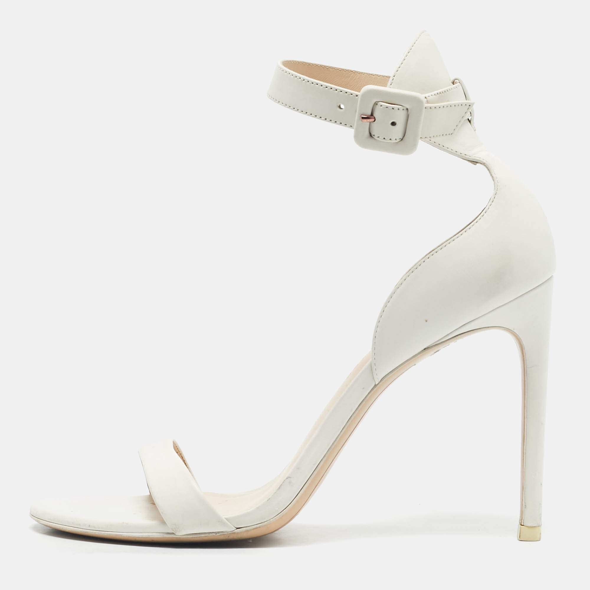 Pre Owned Sophia Webster White Leather Nicole Ankle Strap Sandals Size 38.5