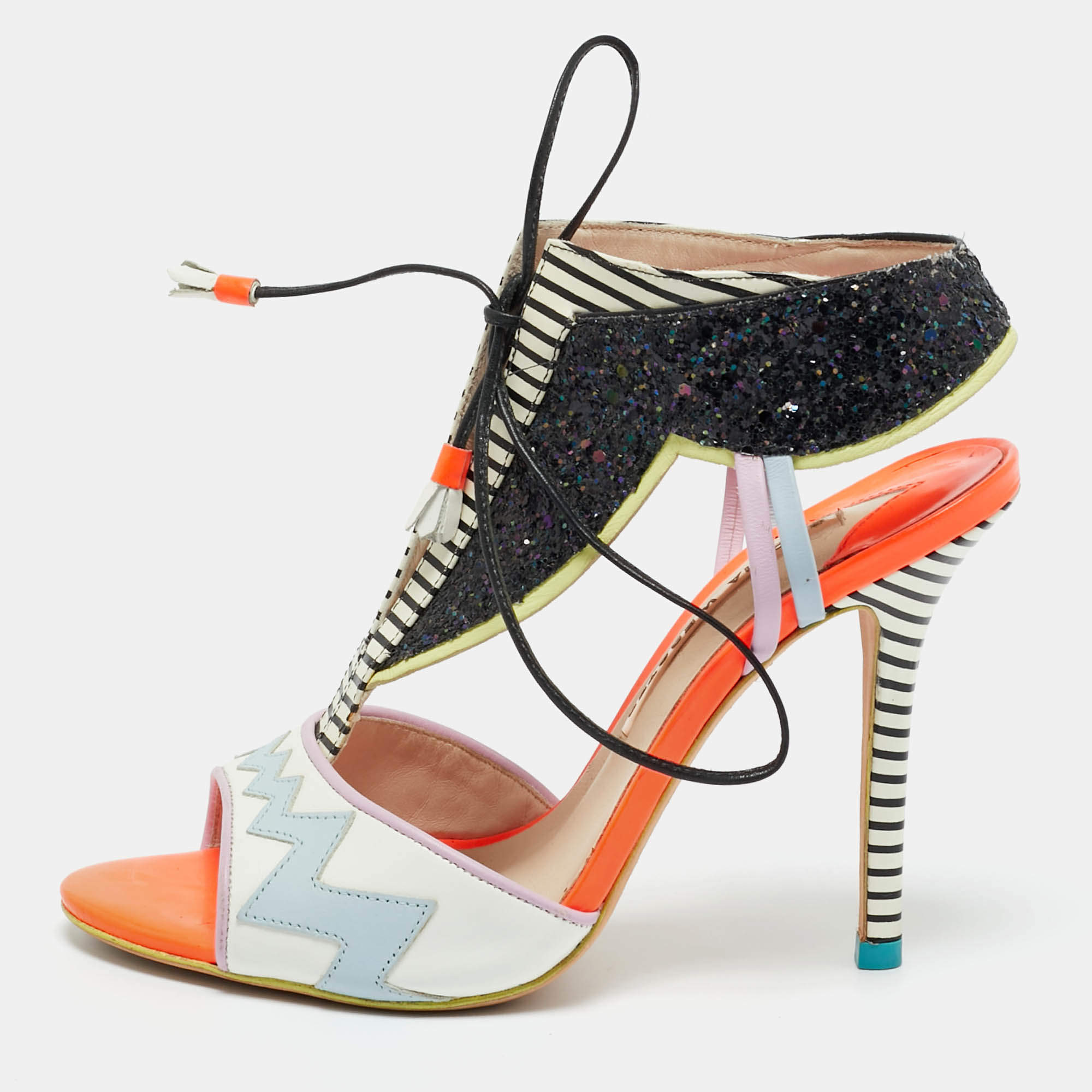 Pre Owned Sophia Webster Multicolor Glitter and Leather Riko Sandals Size 37