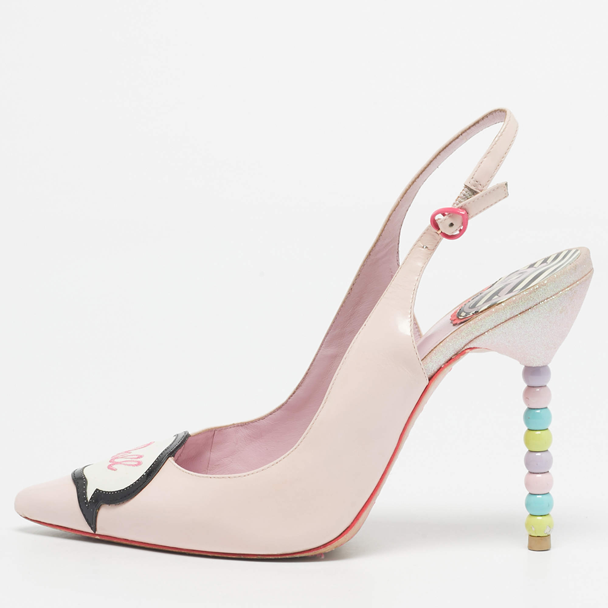 Pre Owned Sophia Webster for Barbie Light Pink Leather Barbie Doll Slingback Sandals Size 39