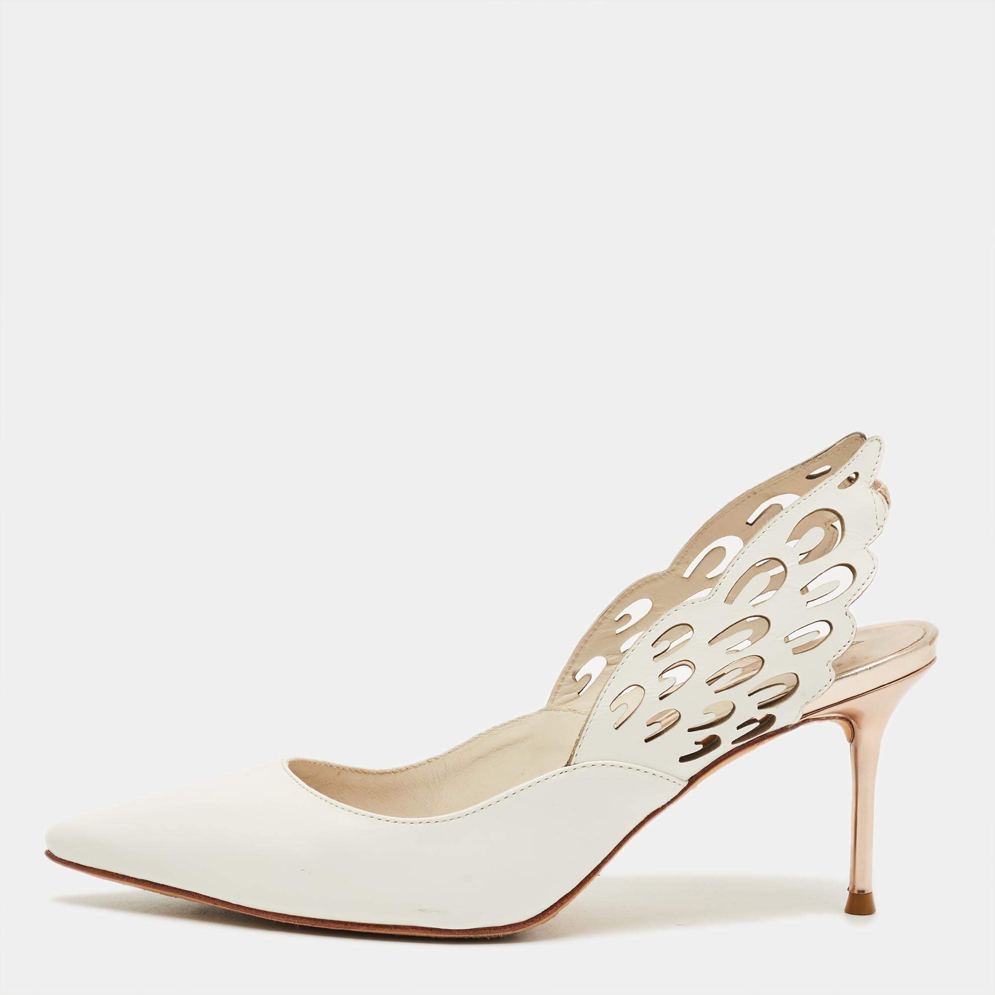 مملوكة مسبقًا Sophia Webster Angelo Size 35.5 Beige Leather Slingback Pumps
