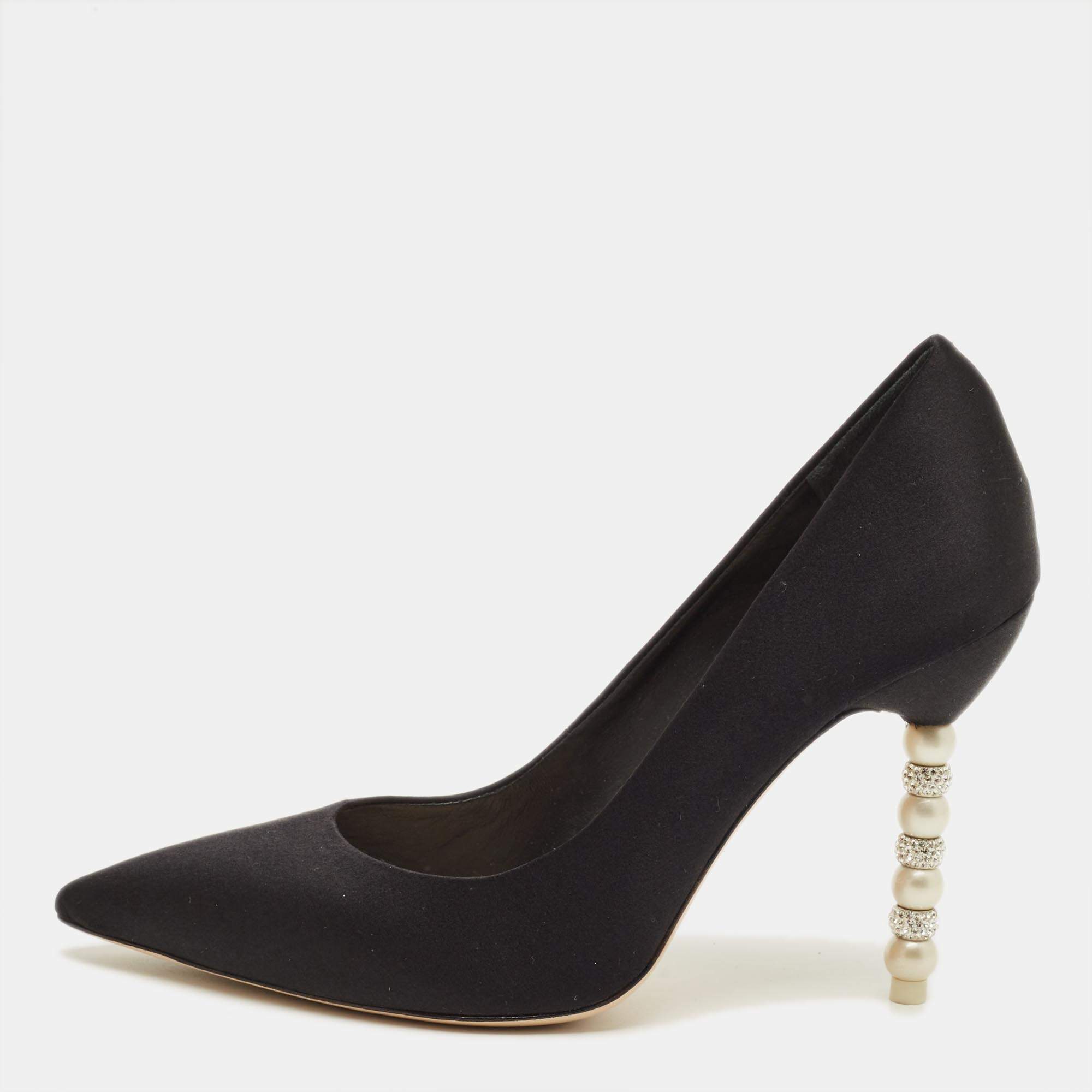 مملوكة مسبقًا Sophia Webster Coco Crystal Size 38.5 Black Satin Pumps