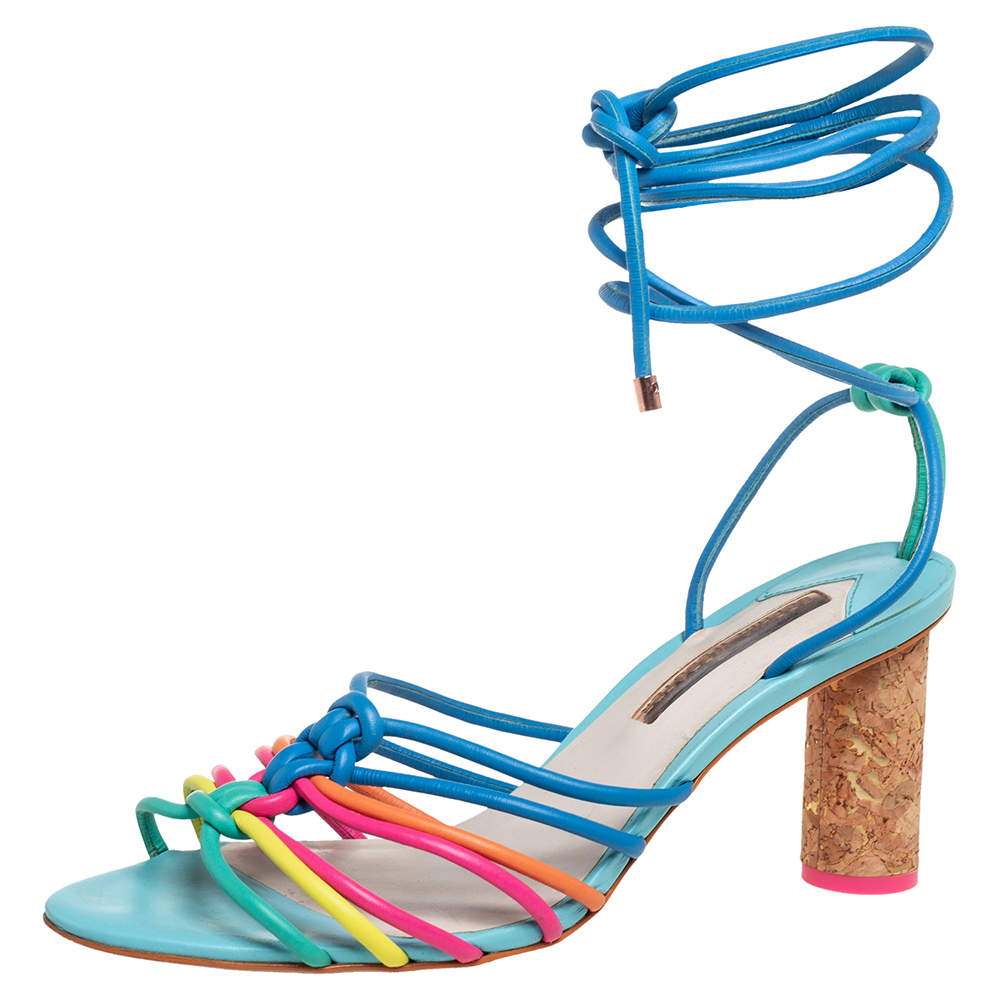 Pre Owned Sophia Webster Multicolor Leather Copacabana Ankle Wrap Sandals Size 41