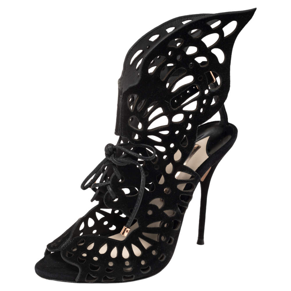 Pre Owned Sophia Webster Black Suede Electra Booties Size 39