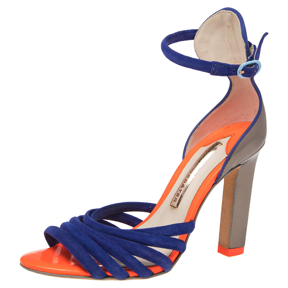 Pre Owned Sophia Webster Multicolor Suede And Leather Ankle Strap Sandals Size 36.5